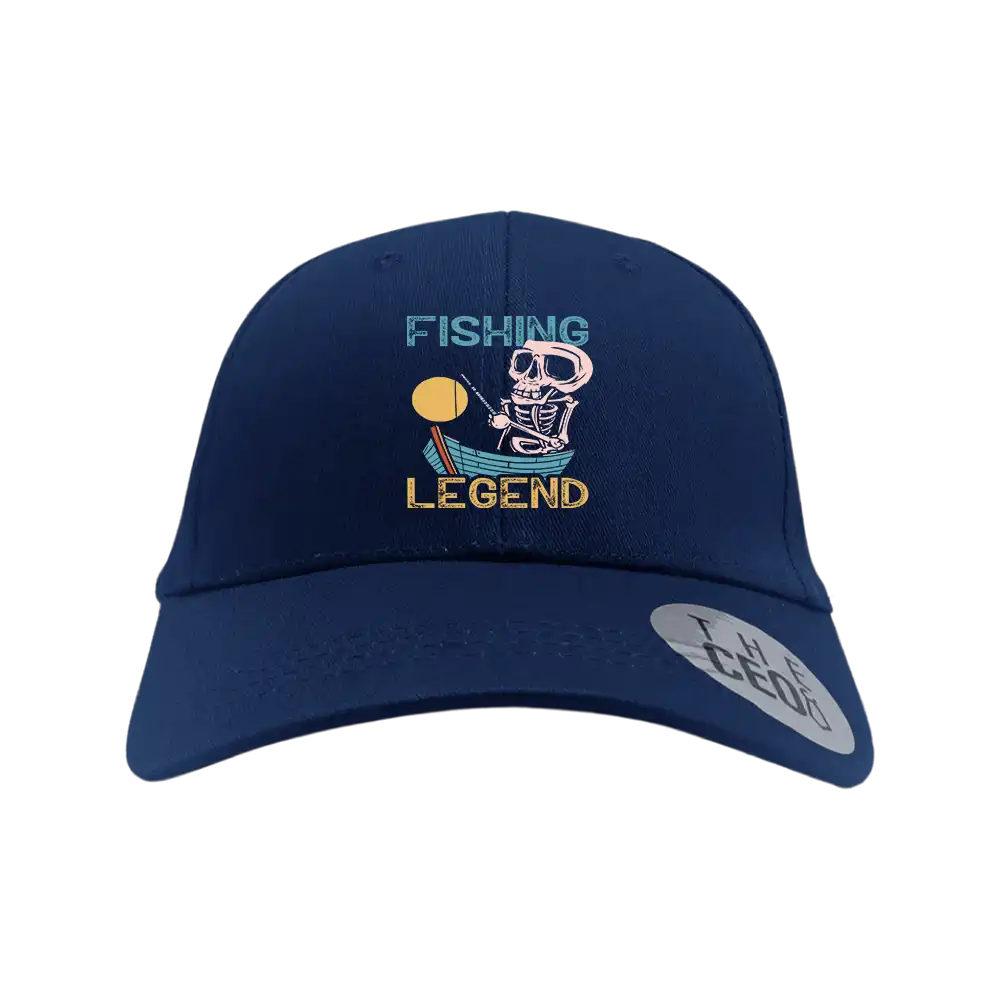 Fishing Legend Embroidered Baseball Hat featuring a stylish design and snapback closure, perfect for fishing enthusiasts.