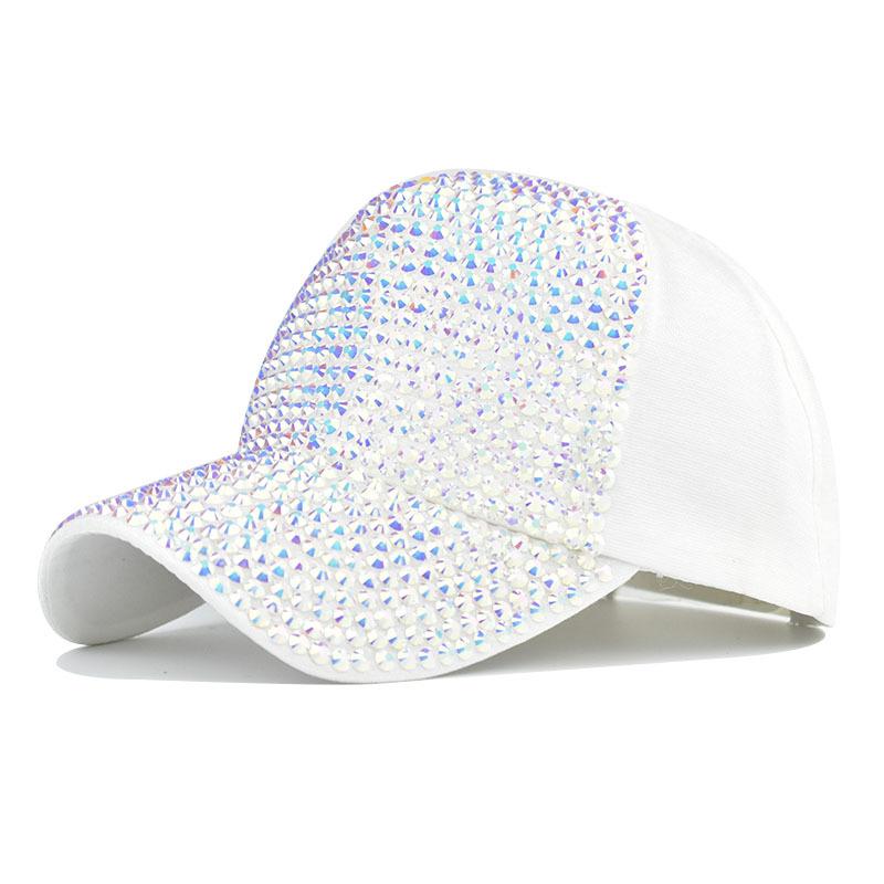 A stylish women's baseball cap featuring a diamond design, made of cotton with a curved brim and adjustable strap.