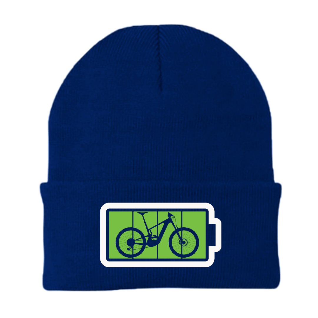 Full Charge Embroidered Beanie showcasing a snug fit and stylish design, suitable for men and women.