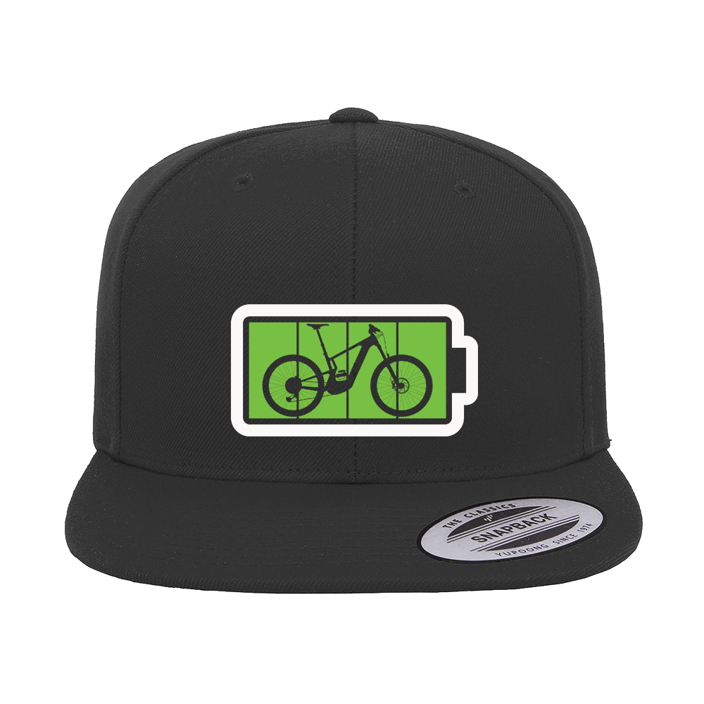 Full Charge Embroidered Flat Bill Cap with vibrant design and green under visor, suitable for men and women.