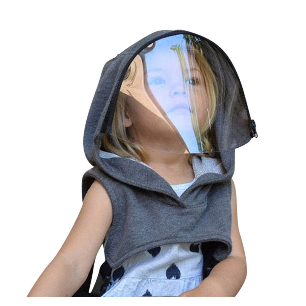 Full Season Children Removable Full Head Hats featuring a spacious design, transparent mask, and adjustable buckles for secure fit.