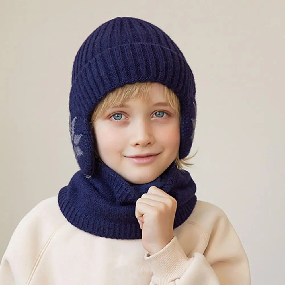 A cozy girls hat and scarf set in stylish design, made from thick acrylic material, perfect for winter wear.