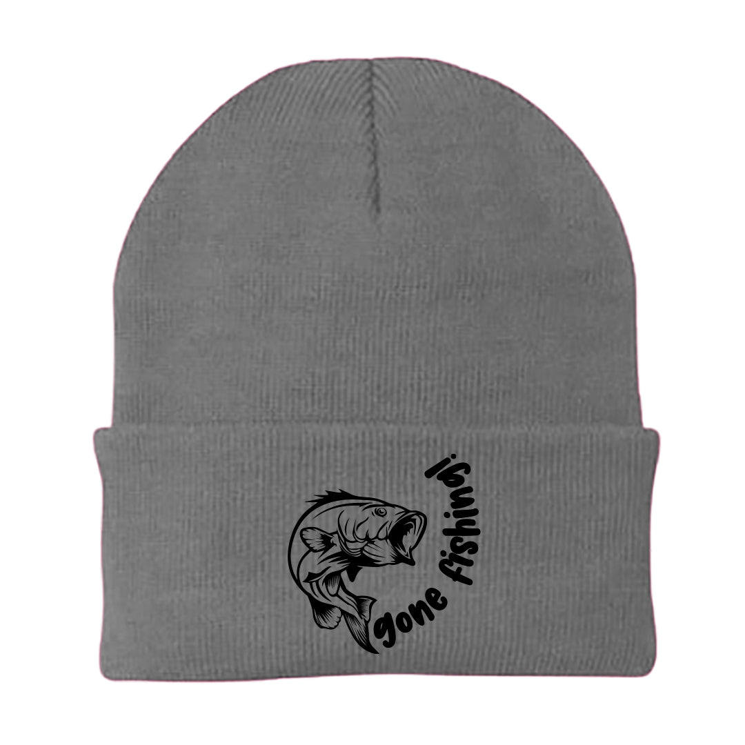 Gone Fishing v1 Embroidered Beanie in a cozy fit, featuring stylish embroidery, suitable for men and women.