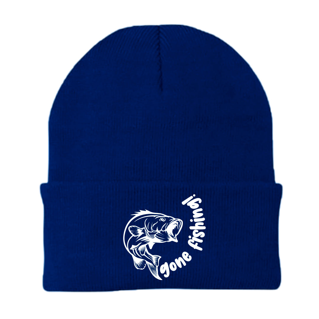 Gone Fishing v1 Embroidered Beanie in a cozy fit, featuring stylish embroidery, suitable for men and women.