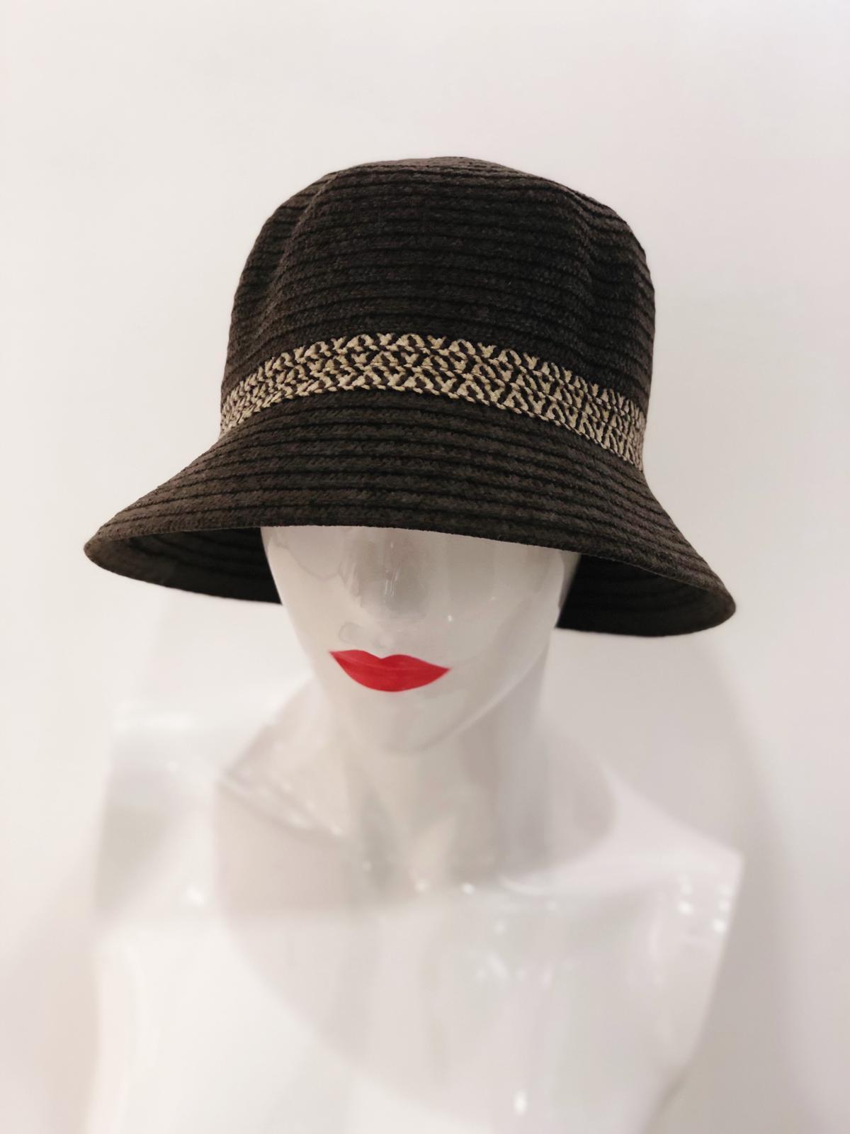 A stylish 'Haven' Brown Bucket Hat made of 100% polyester, featuring a 2-inch brim and a comfortable fit for outdoor activities.