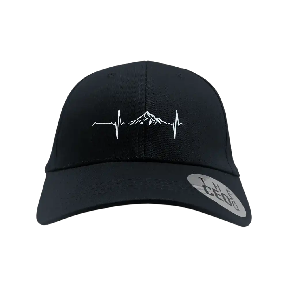 Heartbeat V1 Embroidered Baseball Hat featuring a stylish design and snapback closure, made from 100% cotton.