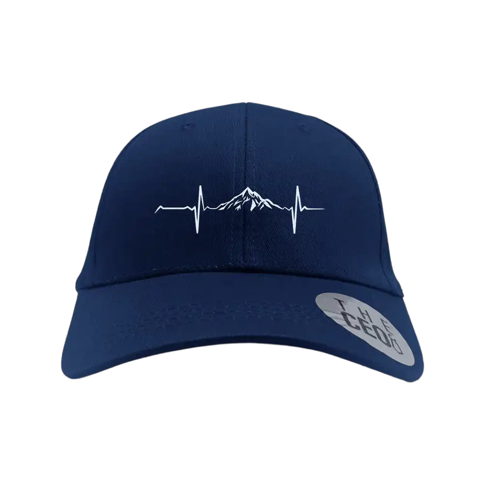 Heartbeat V1 Embroidered Baseball Hat featuring a stylish design and snapback closure, made from 100% cotton.