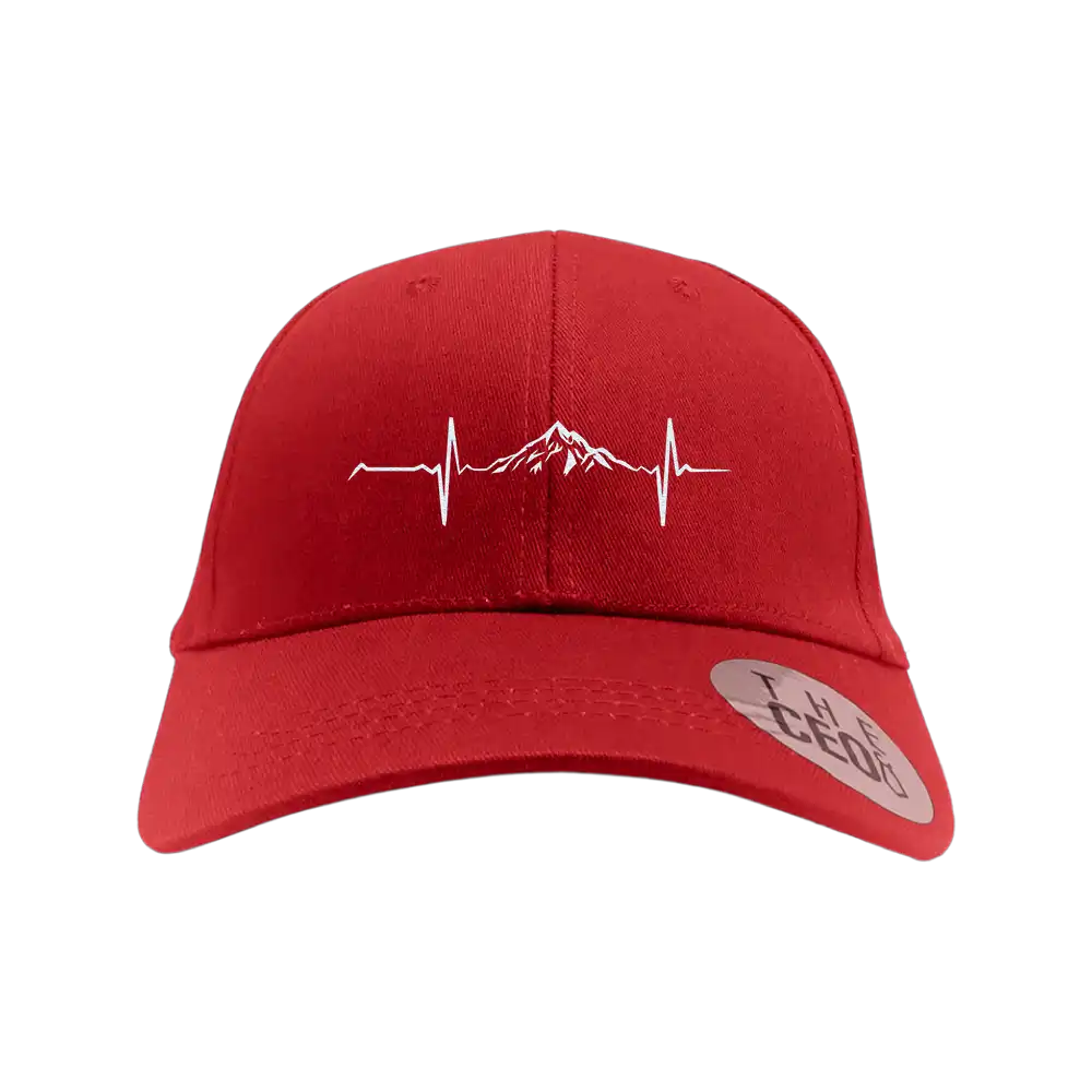 Heartbeat V1 Embroidered Baseball Hat featuring a stylish design and snapback closure, made from 100% cotton.