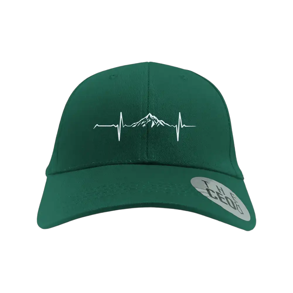 Heartbeat V1 Embroidered Baseball Hat featuring a stylish design and snapback closure, made from 100% cotton.