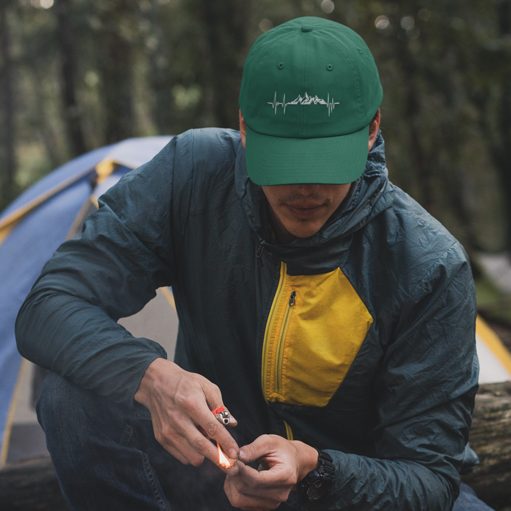 Heartbeat V2 Embroidered Baseball Hat featuring a stylish design with vibrant embroidery and a snapback closure, made from 100% cotton.