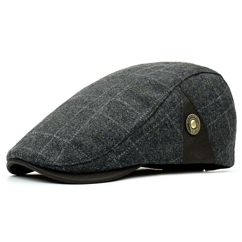 High Quality Woolen Cap for Men, stylish beret design made from premium wool, adjustable size for comfort.