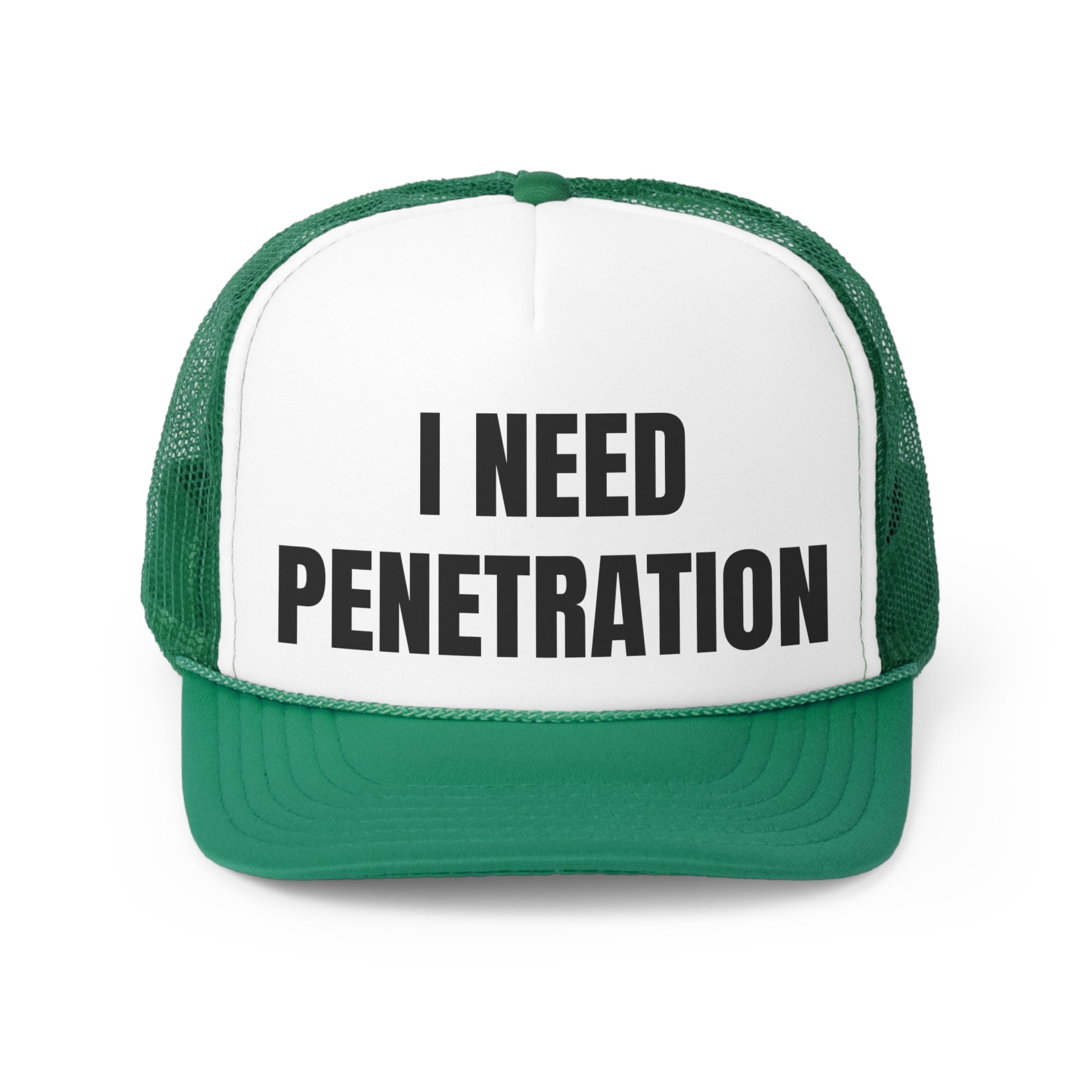 I Need Penetration Funny Trucker Hat featuring a humorous design with a comfortable fit and durable materials.