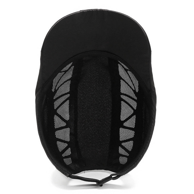 Men Mesh Beret Hat in black, featuring breathable mesh fabric and a stylish vintage design, perfect for summer wear.