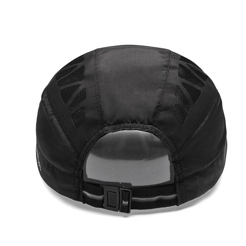 Men Mesh Beret Hat in black, featuring breathable mesh fabric and a stylish vintage design, perfect for summer wear.