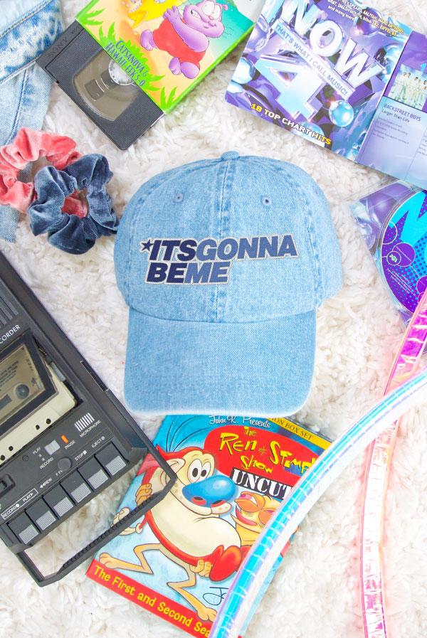 Denim hat with 'It's Gonna Beme'.