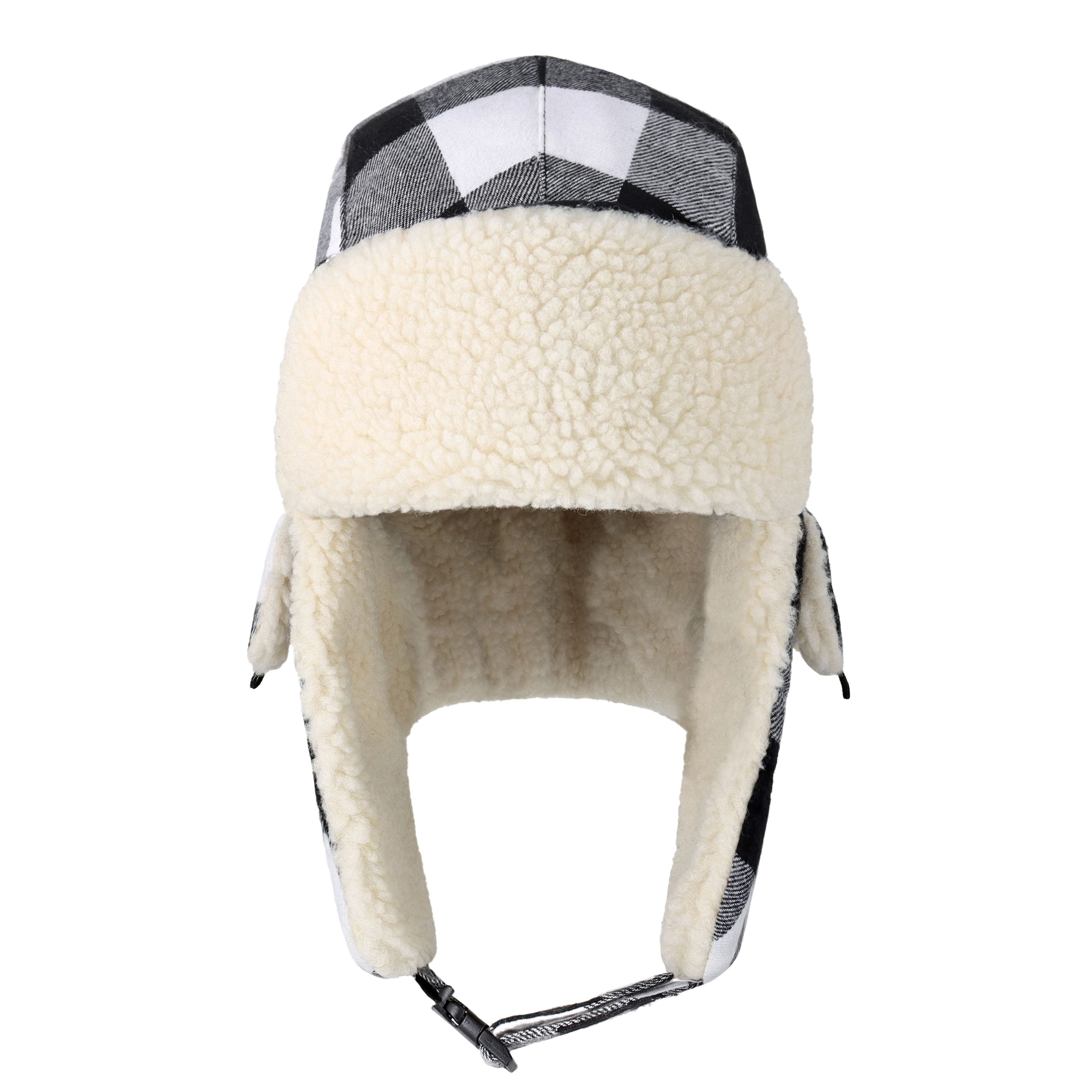 Plaid Trapper Hat in classic design, showcasing adjustable strap and warm fabric.