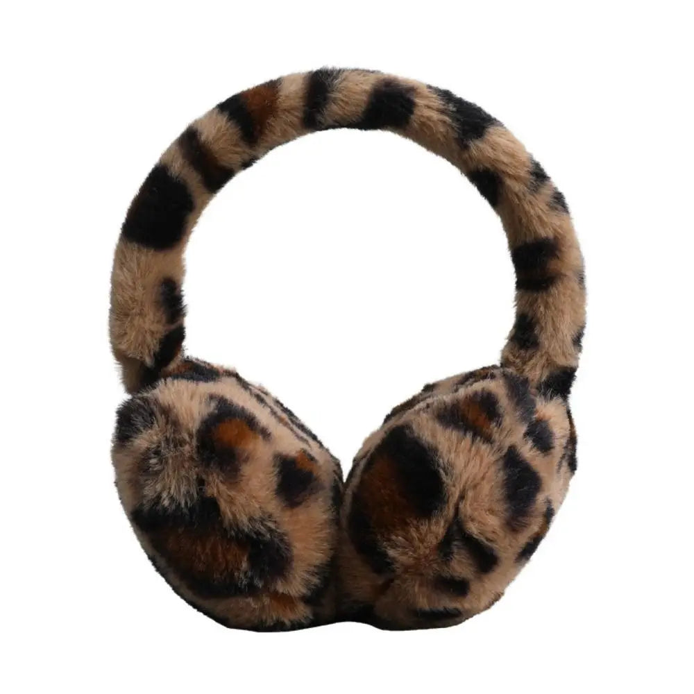 Plush earmuffs in a stylish design, perfect for winter outdoor activities, showcasing soft material and foldable feature.