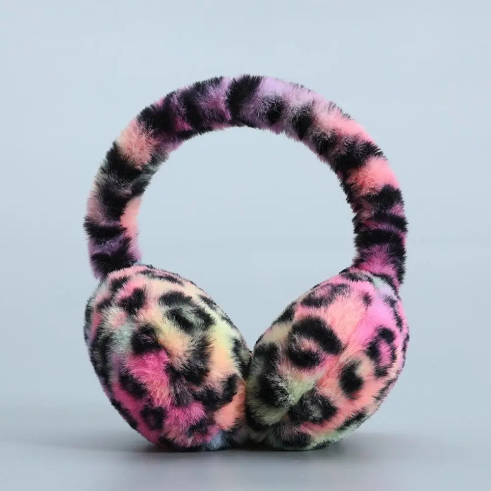 Plush earmuffs in a stylish design, perfect for winter outdoor activities, showcasing soft material and foldable feature.