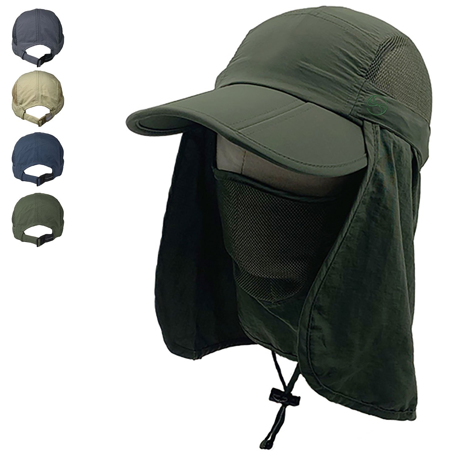 SOBEYO Outdoor Snap Hat in khaki color with boonie brim and ear neck cover, designed for sun protection during outdoor activities.