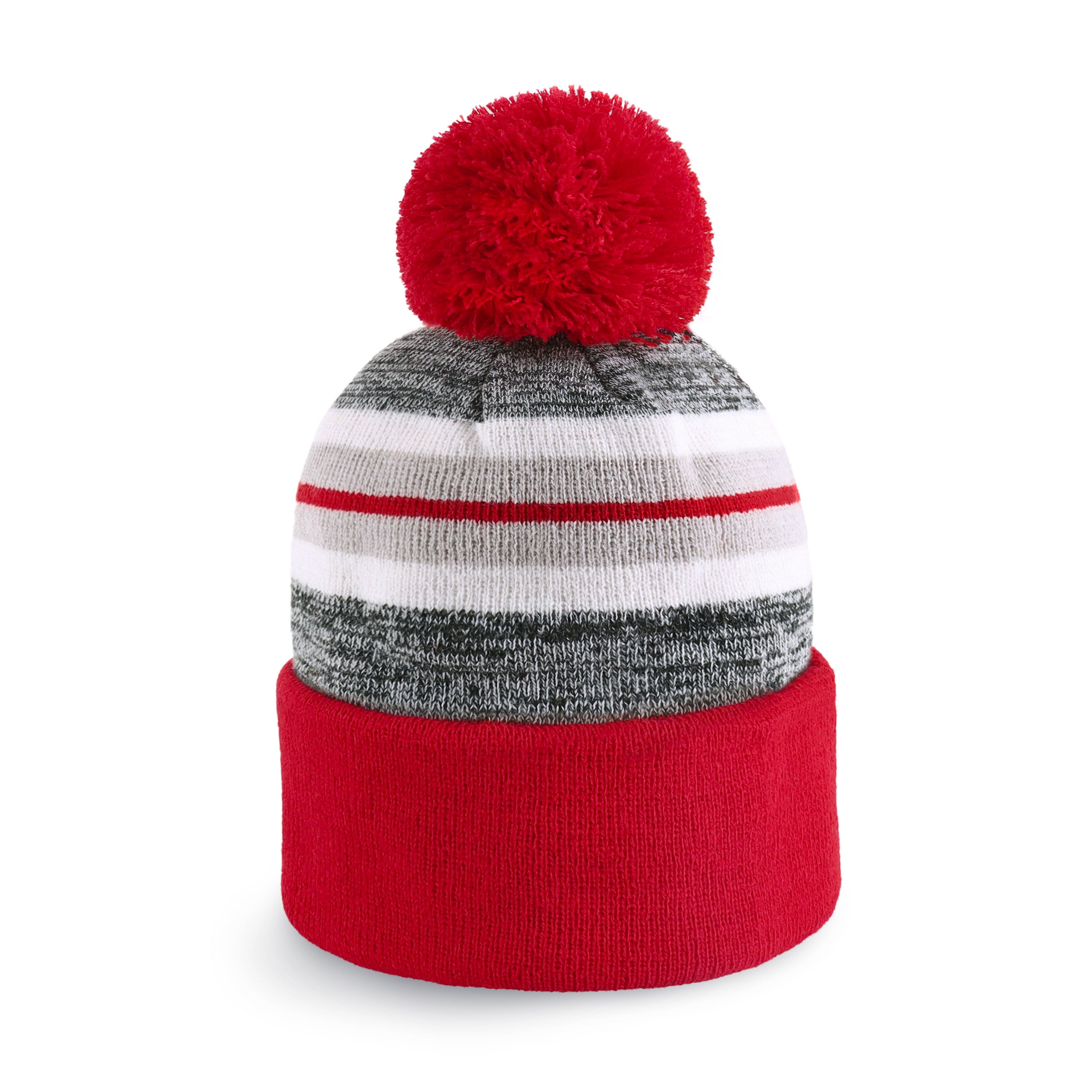 Stripe Sport Pom Beanie featuring a stylish stripe design and adjustable fit, perfect for outdoor activities.