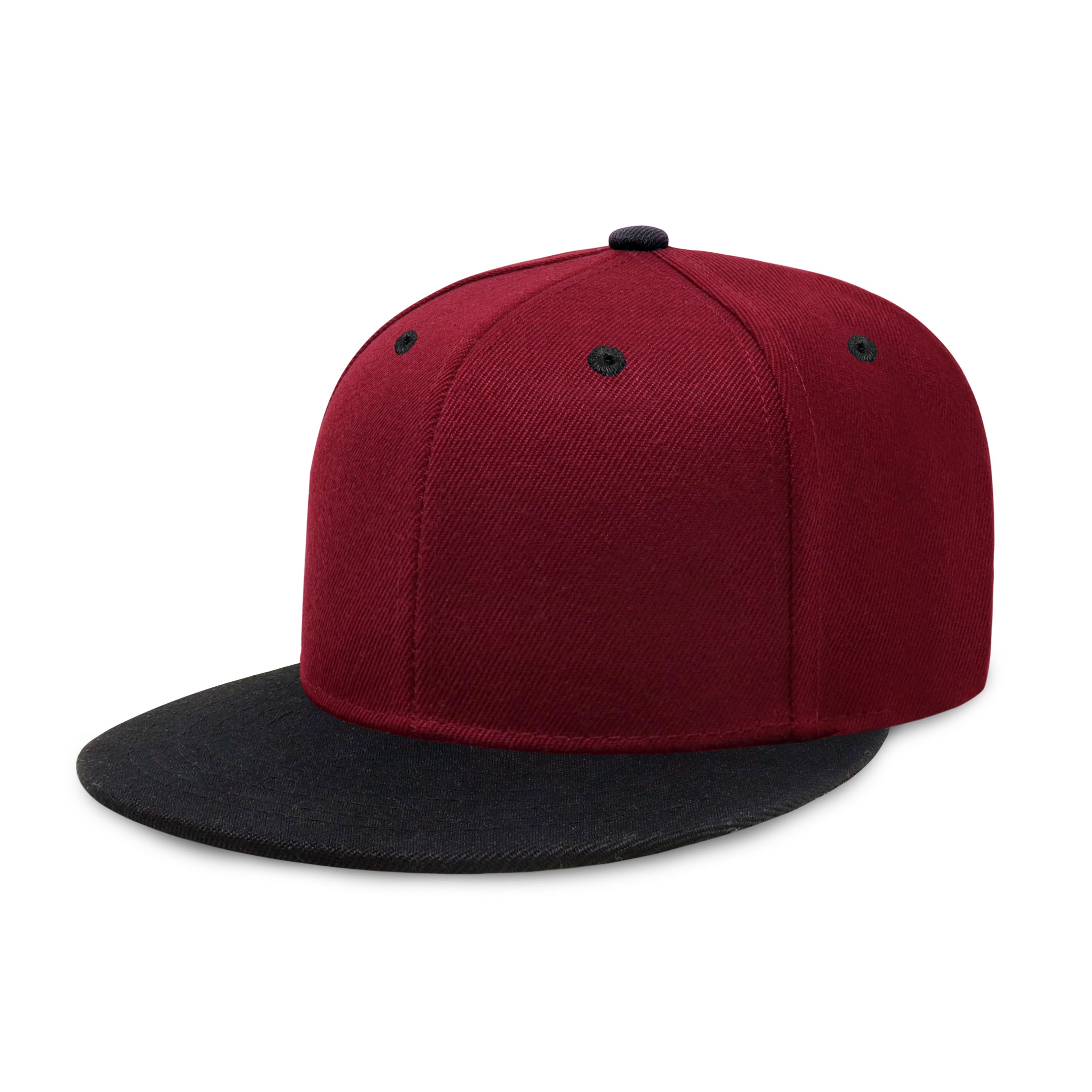 Two-Tone Edge Flat Bill cap featuring a structured high profile design and adjustable snap closure in various colors.