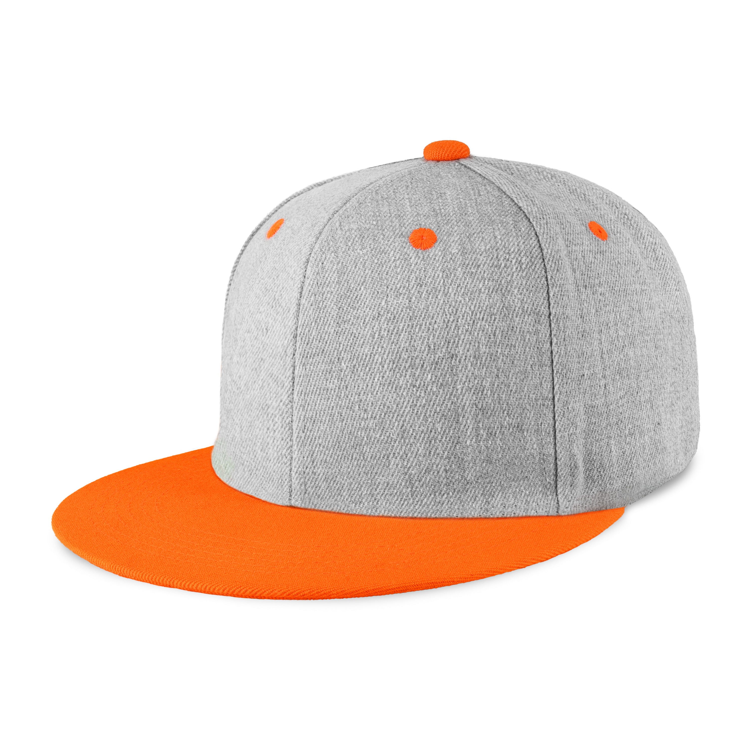 Two-Tone Edge Flat Bill cap featuring a structured high profile design and adjustable snap closure in various colors.