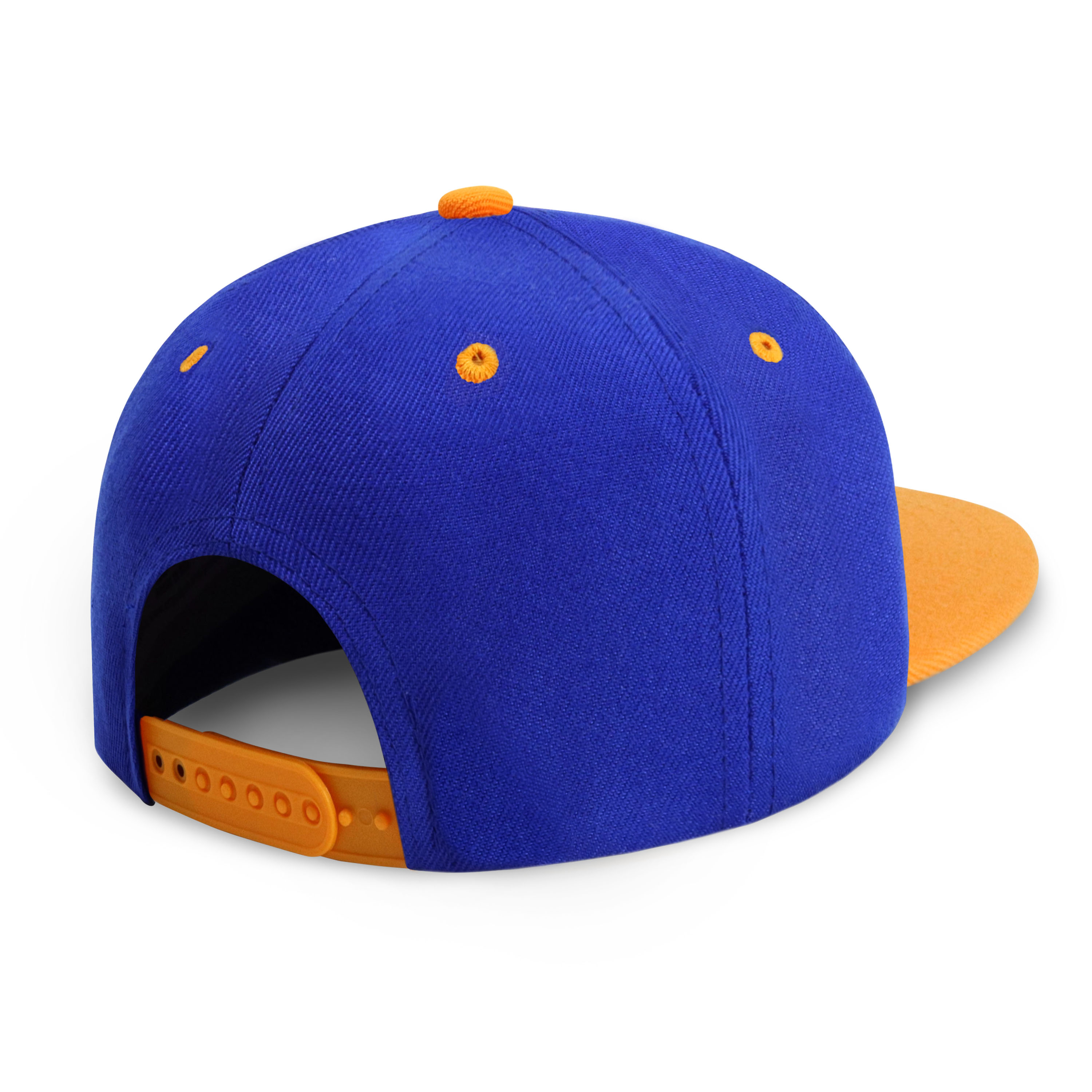 Two-Tone Edge Flat Bill cap featuring a structured high profile design and adjustable snap closure in various colors.