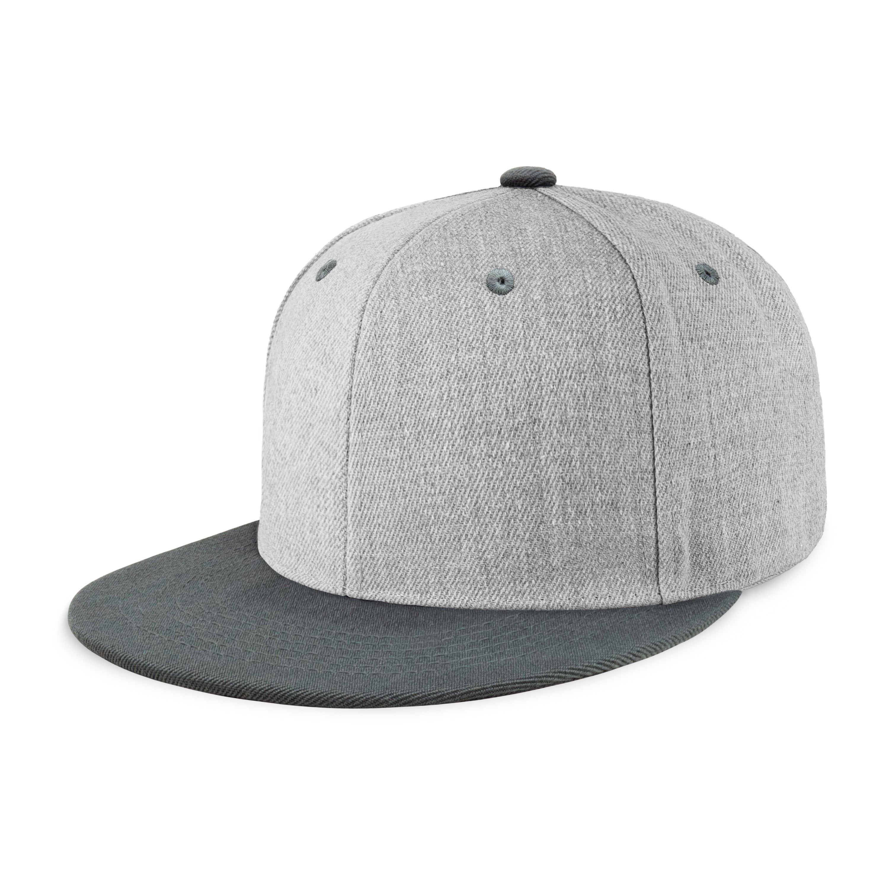 Two-Tone Edge Flat Bill cap featuring a structured high profile design and adjustable snap closure in various colors.