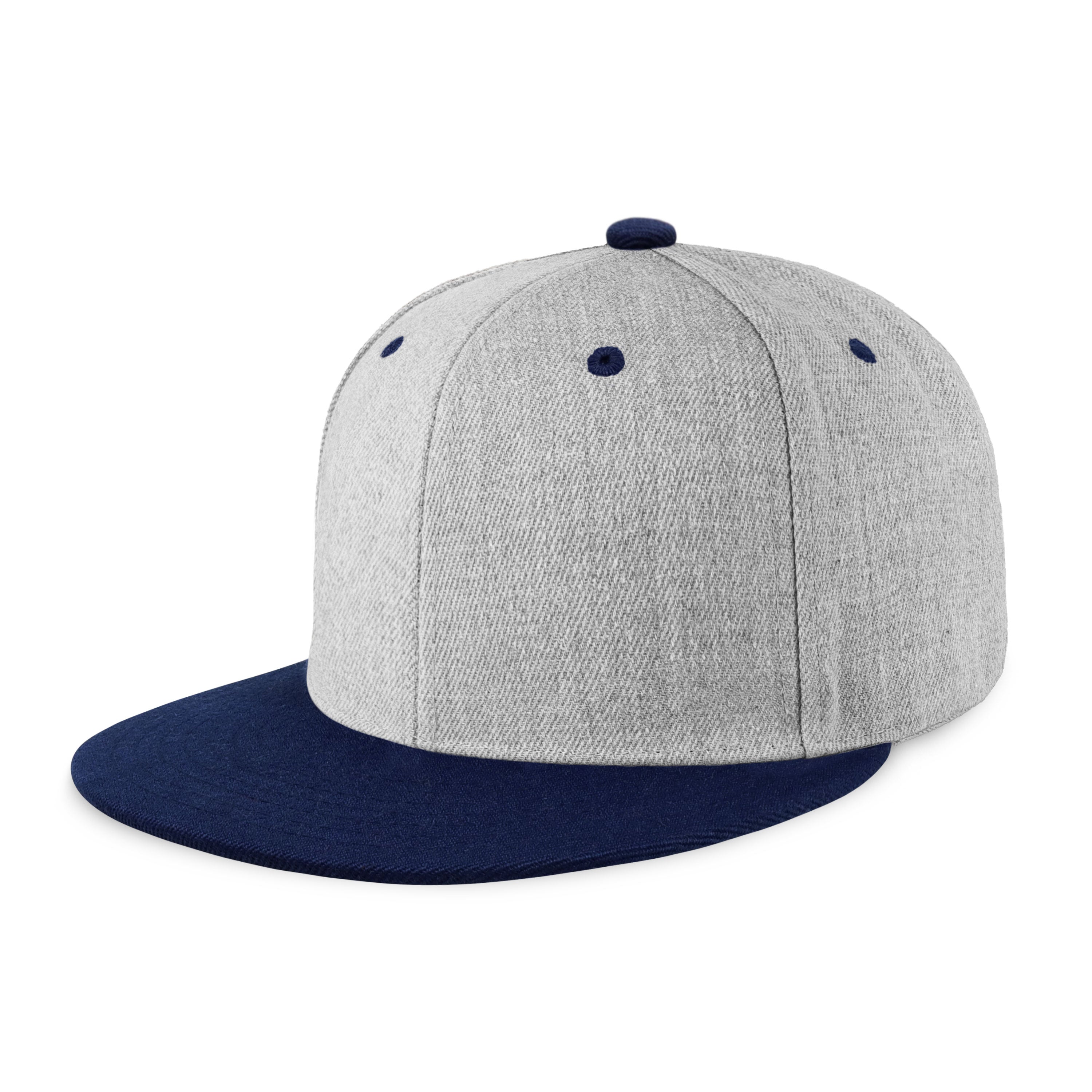 Two-Tone Edge Flat Bill cap featuring a structured high profile design and adjustable snap closure in various colors.