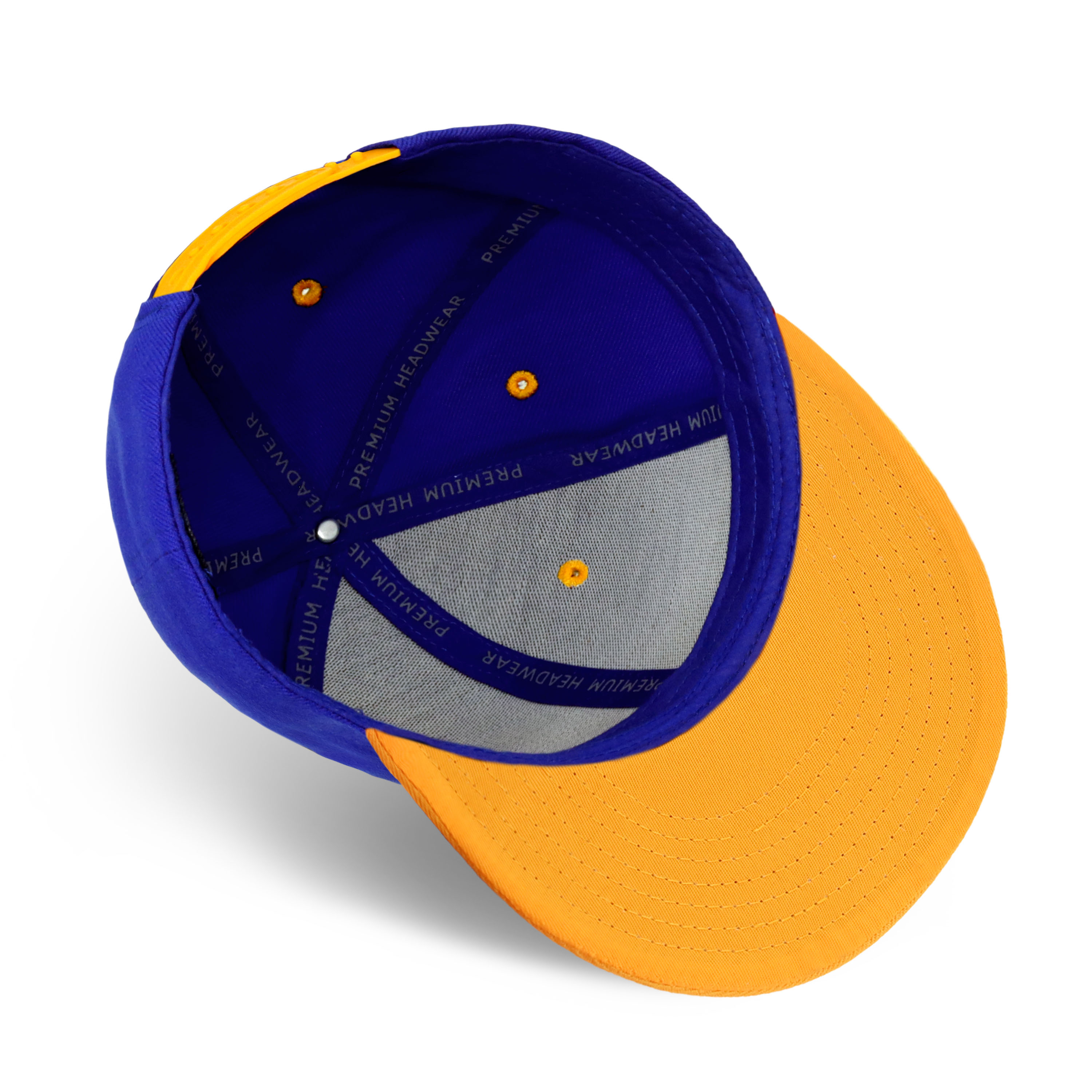 Two-Tone Edge Flat Bill cap featuring a structured high profile design and adjustable snap closure in various colors.