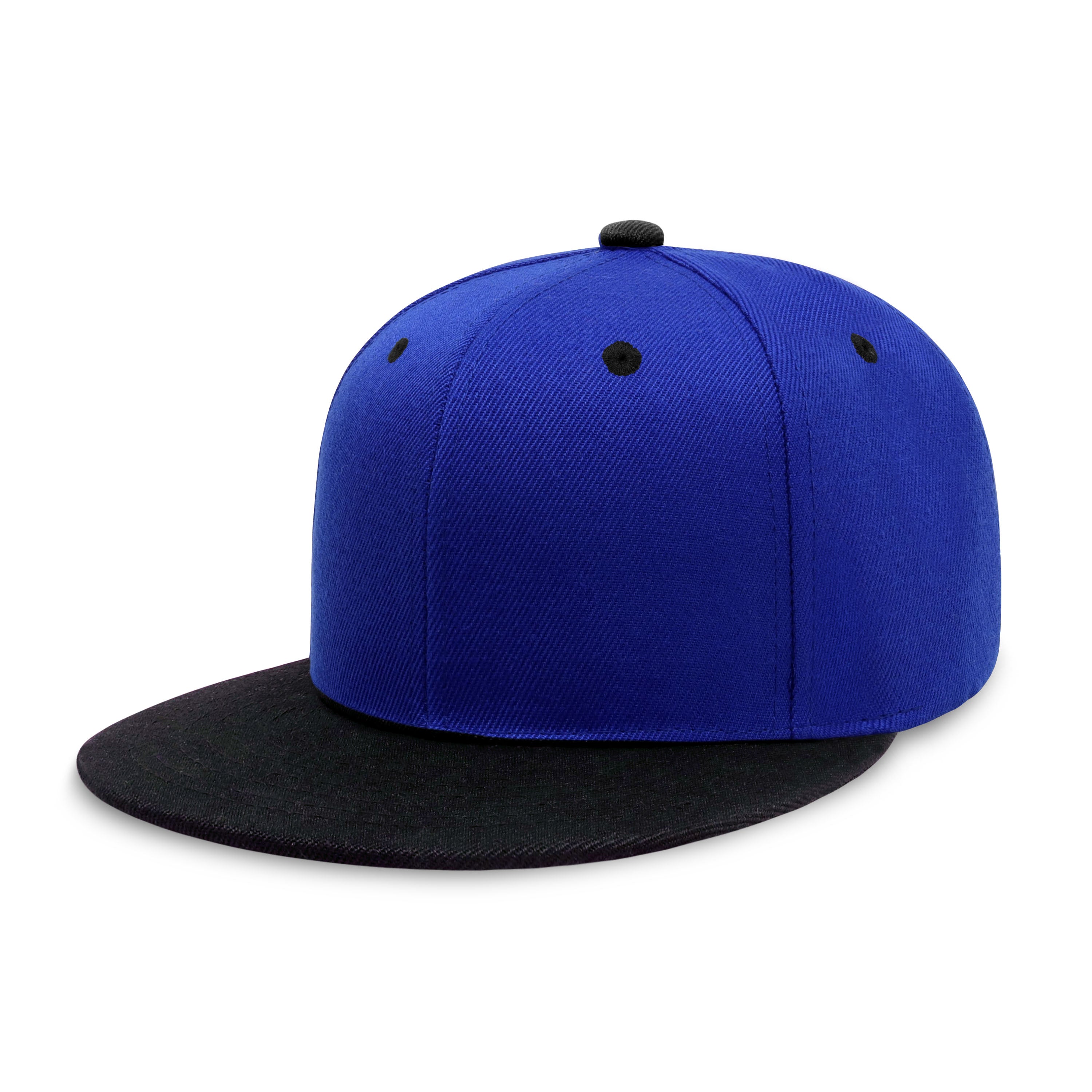 Two-Tone Edge Flat Bill cap featuring a structured high profile design and adjustable snap closure in various colors.