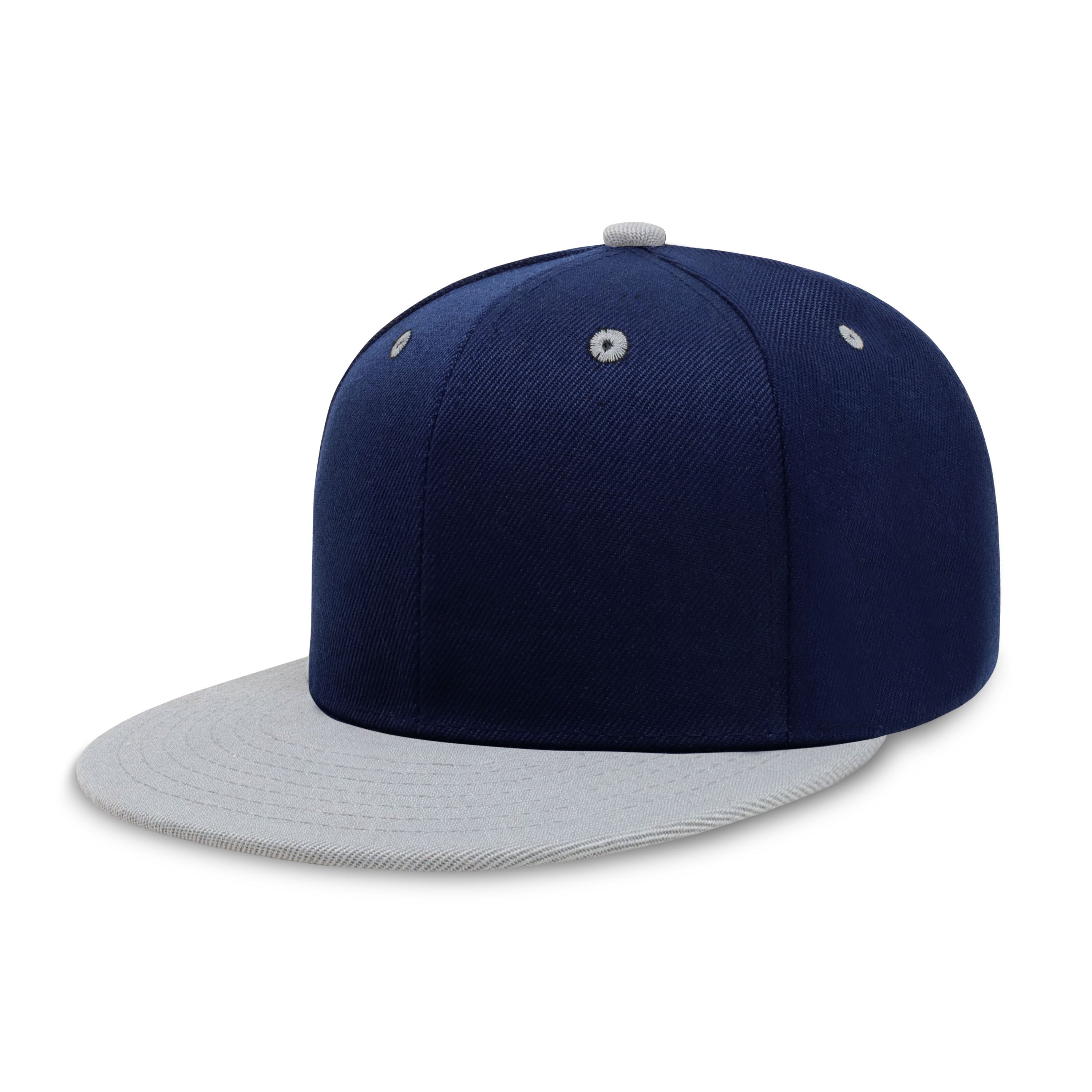 Two-Tone Edge Flat Bill cap featuring a structured high profile design and adjustable snap closure in various colors.