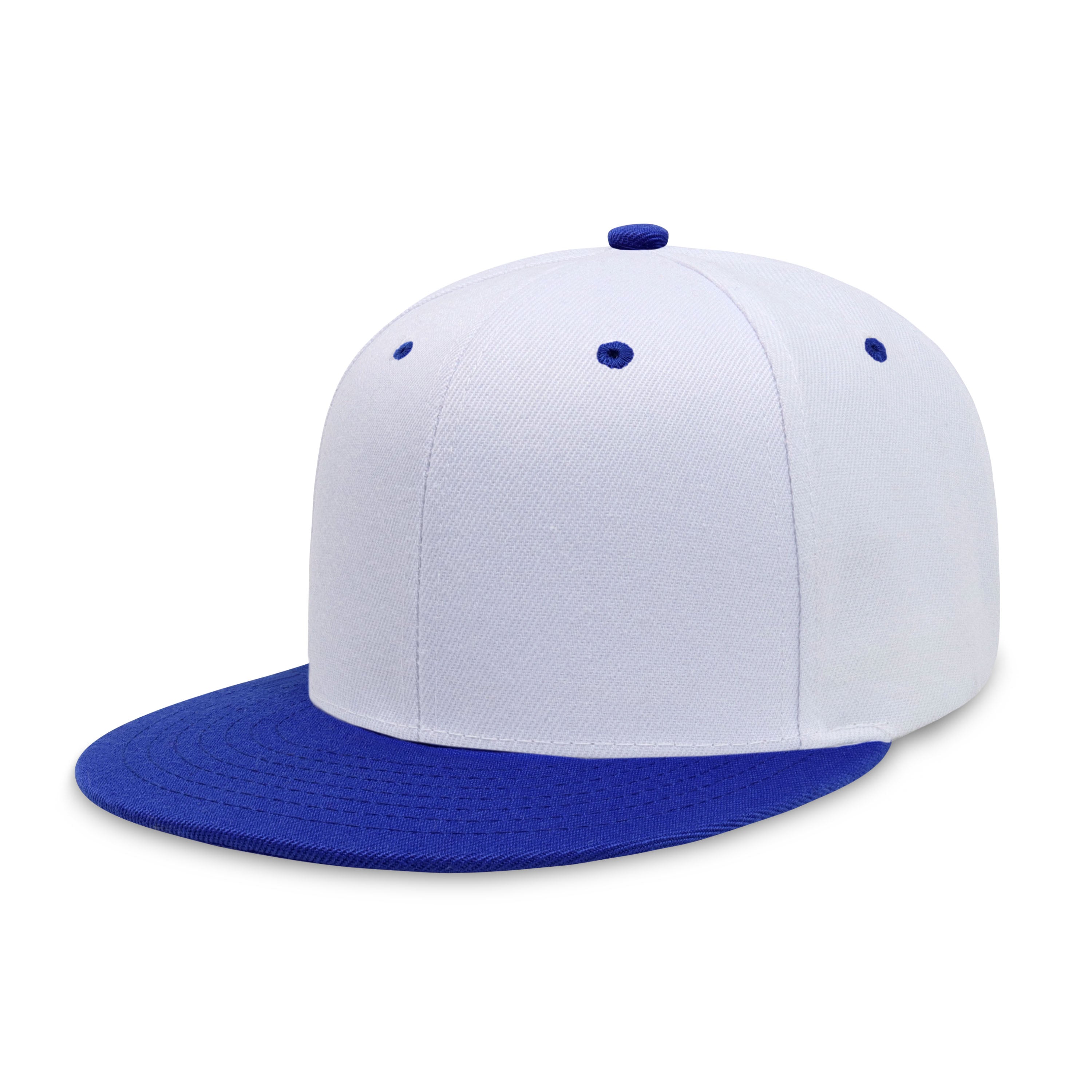 Two-Tone Edge Flat Bill cap featuring a structured high profile design and adjustable snap closure in various colors.