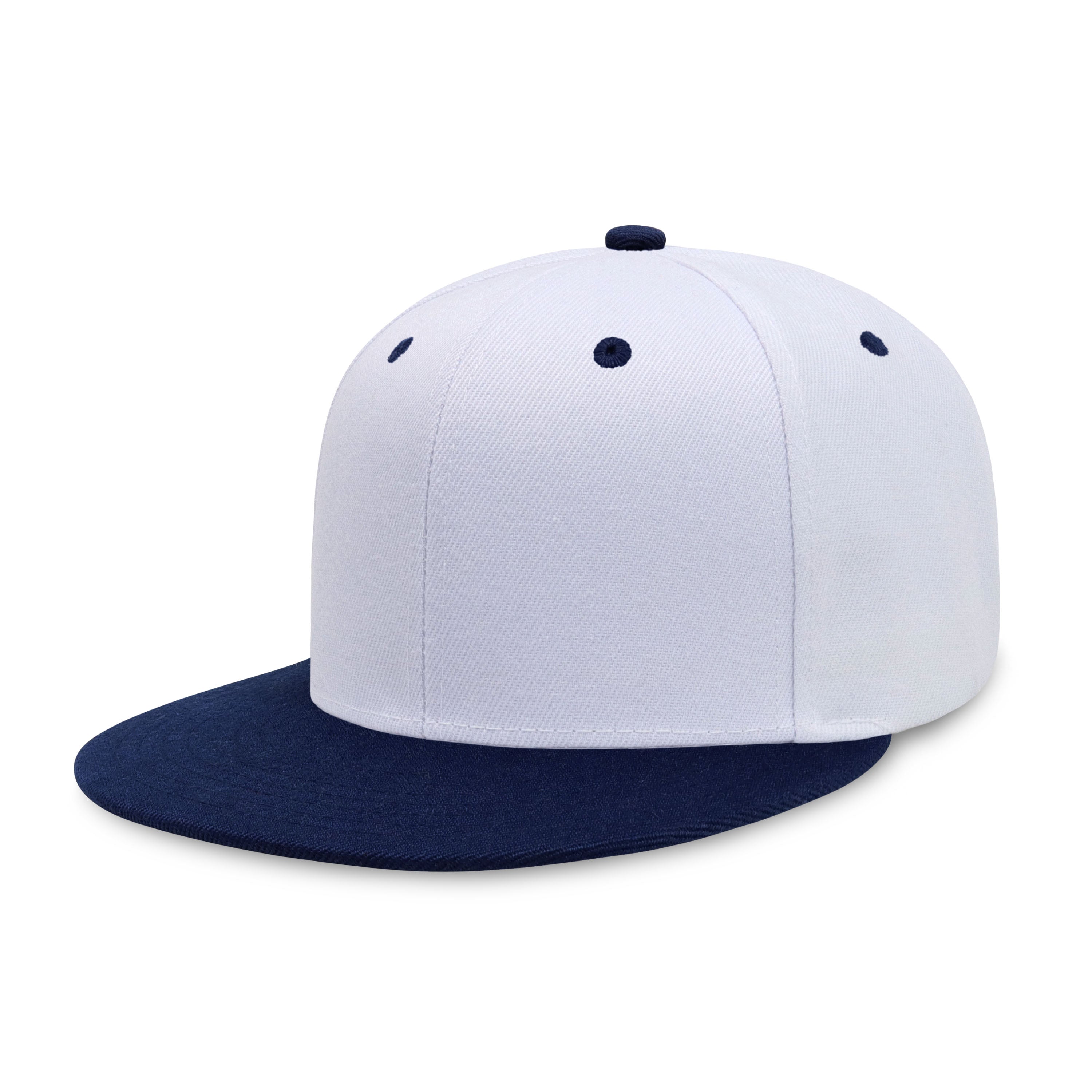 Two-Tone Edge Flat Bill cap featuring a structured high profile design and adjustable snap closure in various colors.