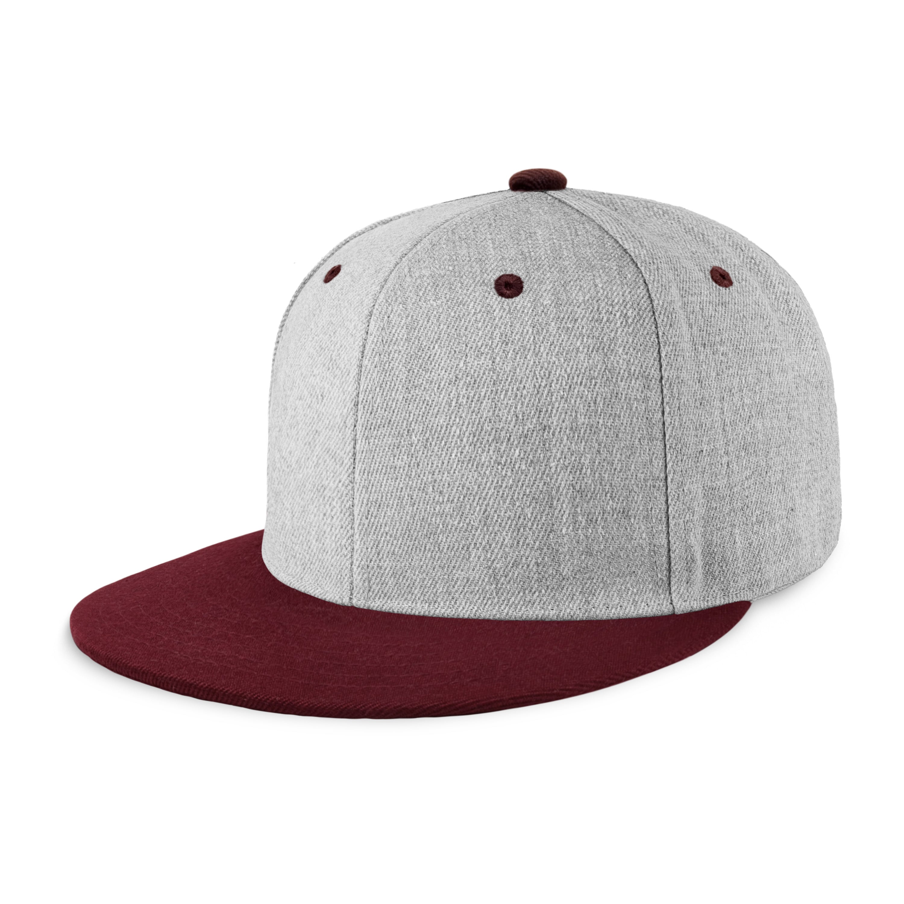 Two-Tone Edge Flat Bill cap featuring a structured high profile design and adjustable snap closure in various colors.