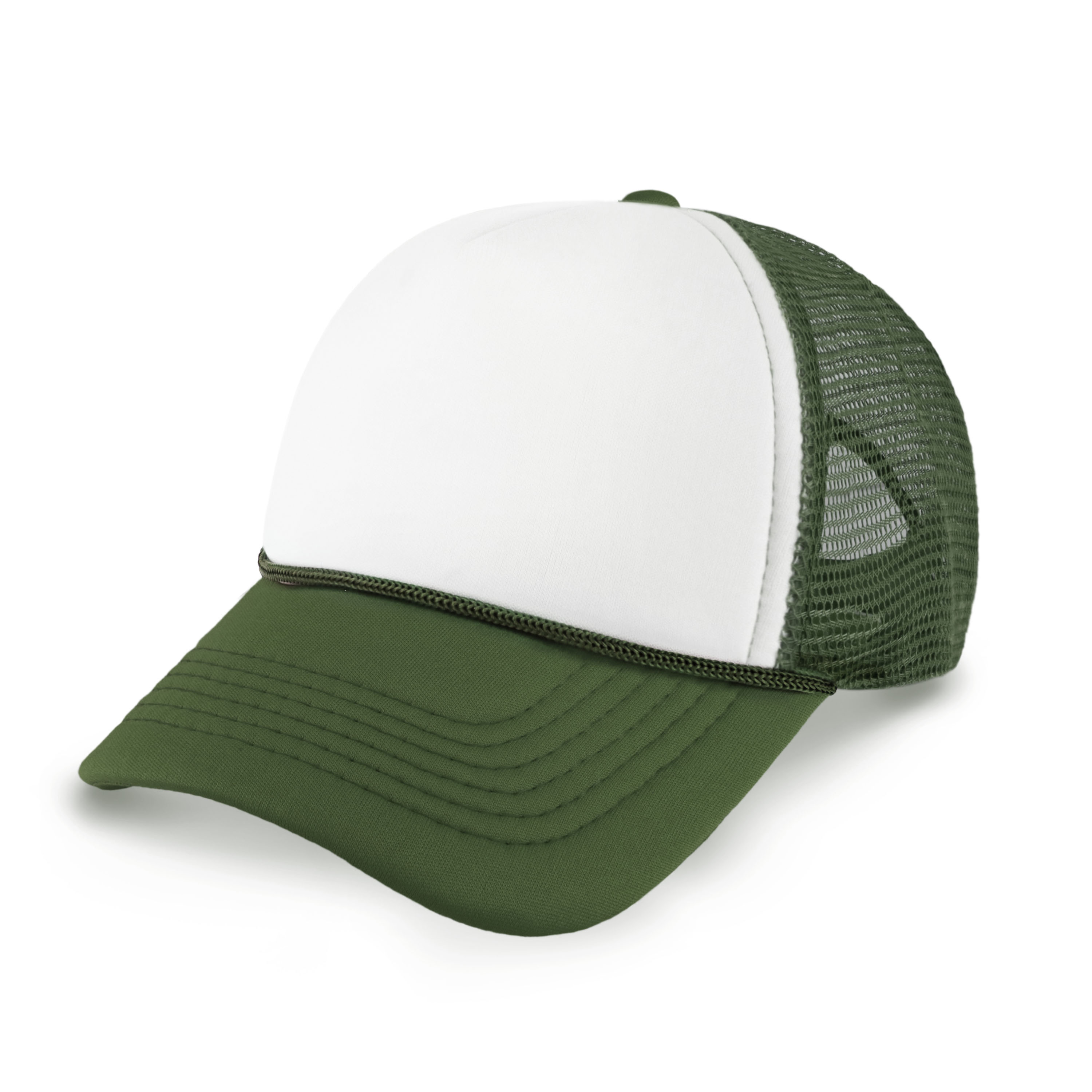 Two-Tone Foam Cap with Rope, featuring a classic low profile design and adjustable fit, perfect for outdoor activities.