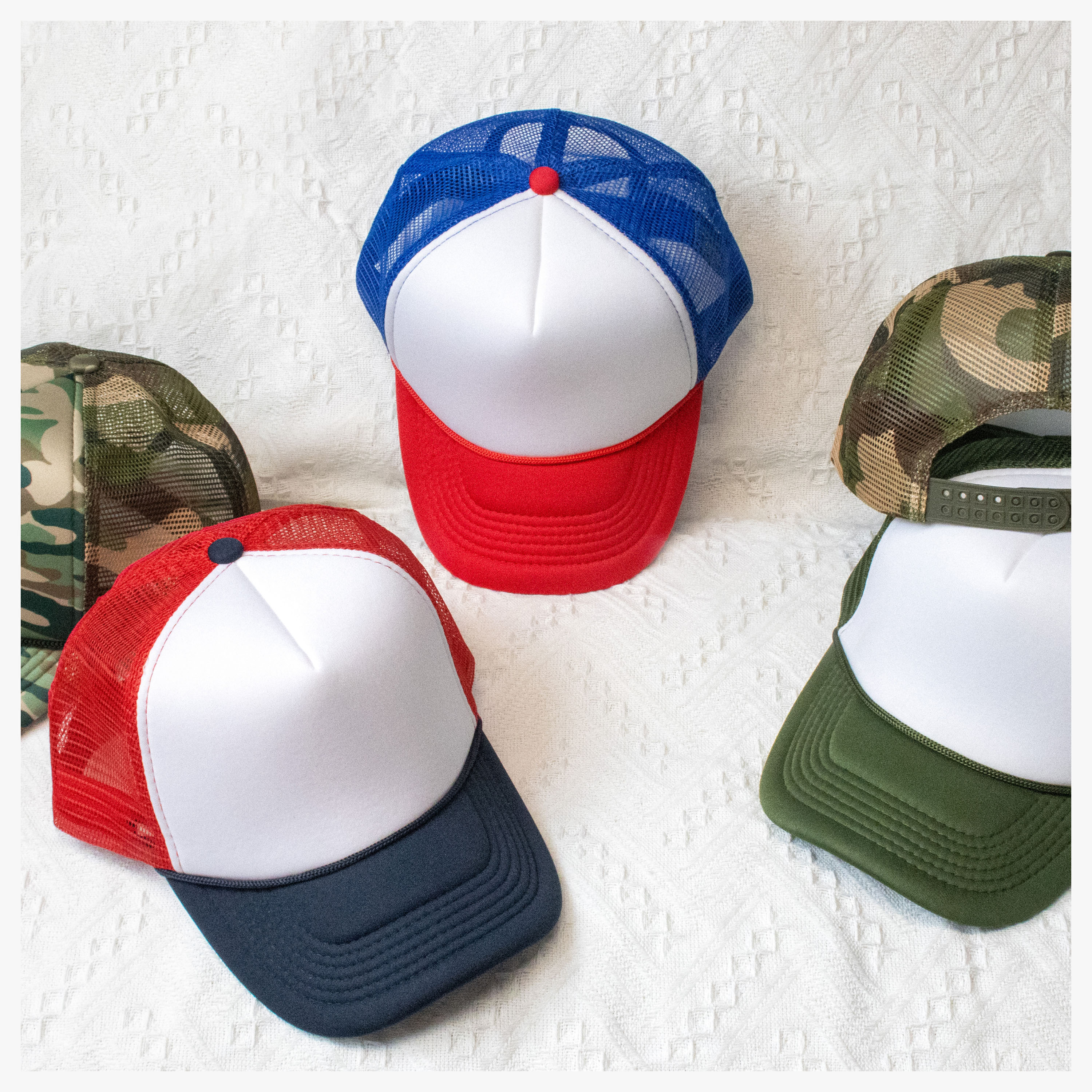 Two-Tone Foam Cap with Rope, featuring a classic low profile design and adjustable fit, perfect for outdoor activities.