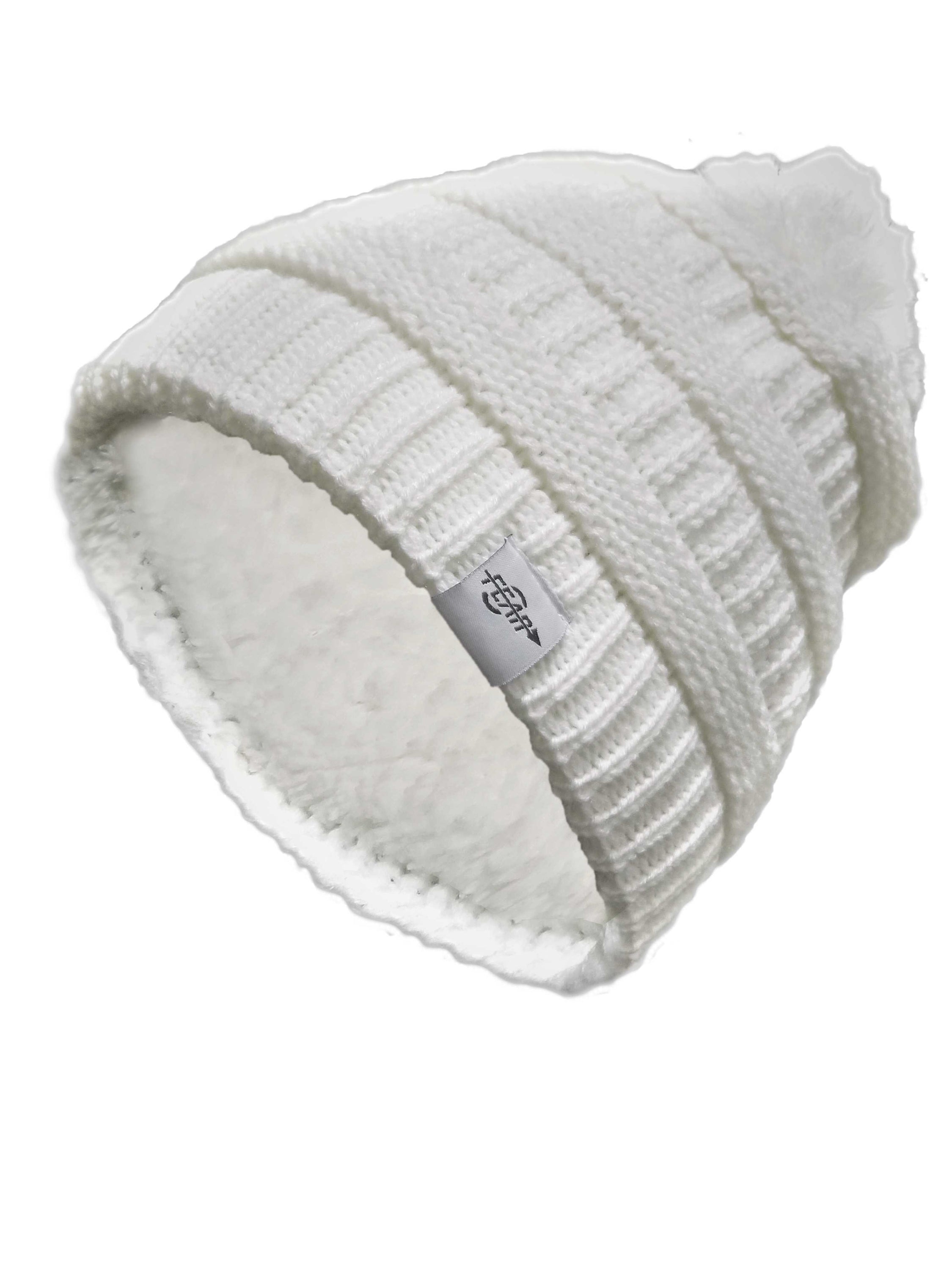 Warmest plush insulated cuff knit pom beanie hat for women, featuring a chunky cable knit design and plush lining for ultimate warmth.