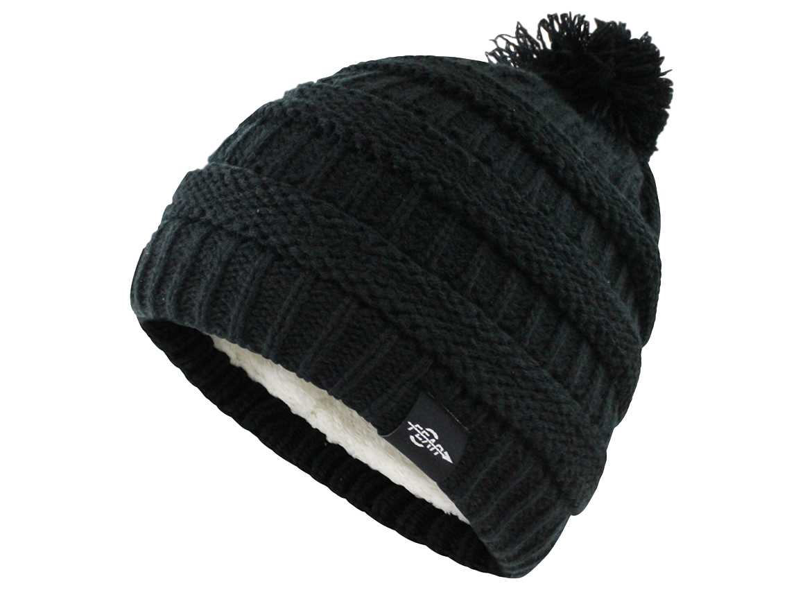 Warmest plush insulated cuff knit pom beanie hat for women, featuring a chunky cable knit design and plush lining for ultimate warmth.