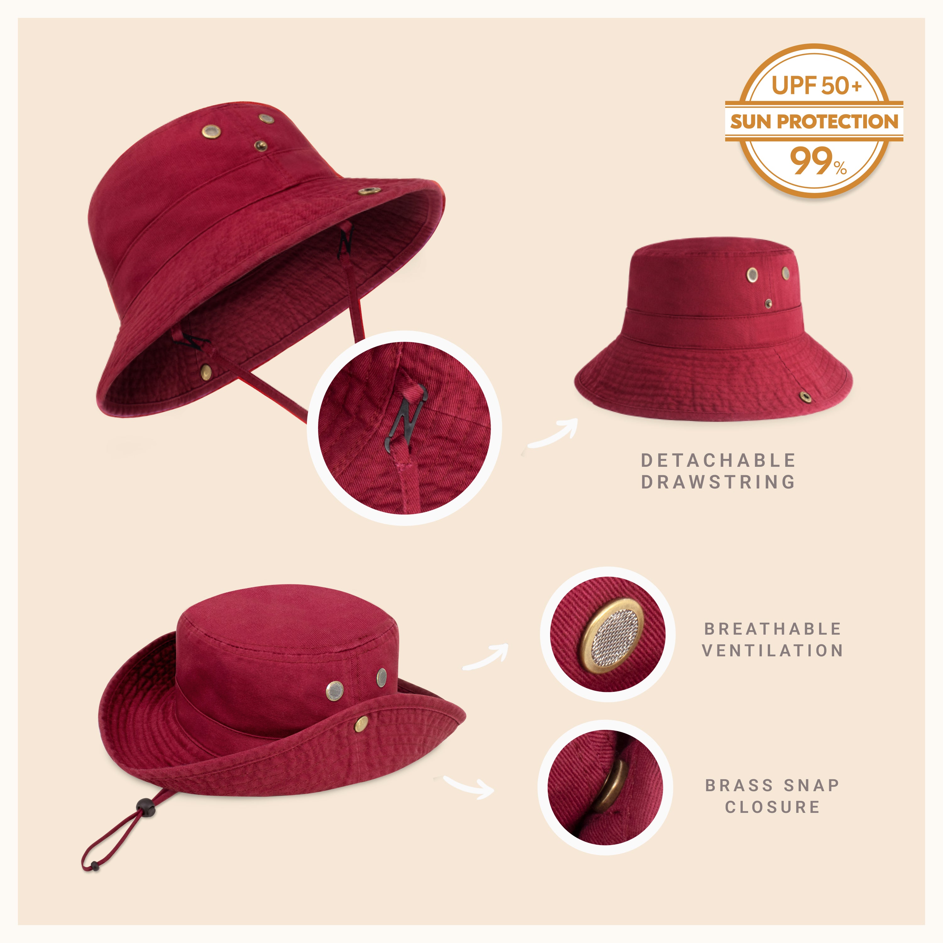 Wide Brim Bucket Hat made of soft cotton, featuring a flexible brim for comfort and UV protection, perfect for outdoor activities.