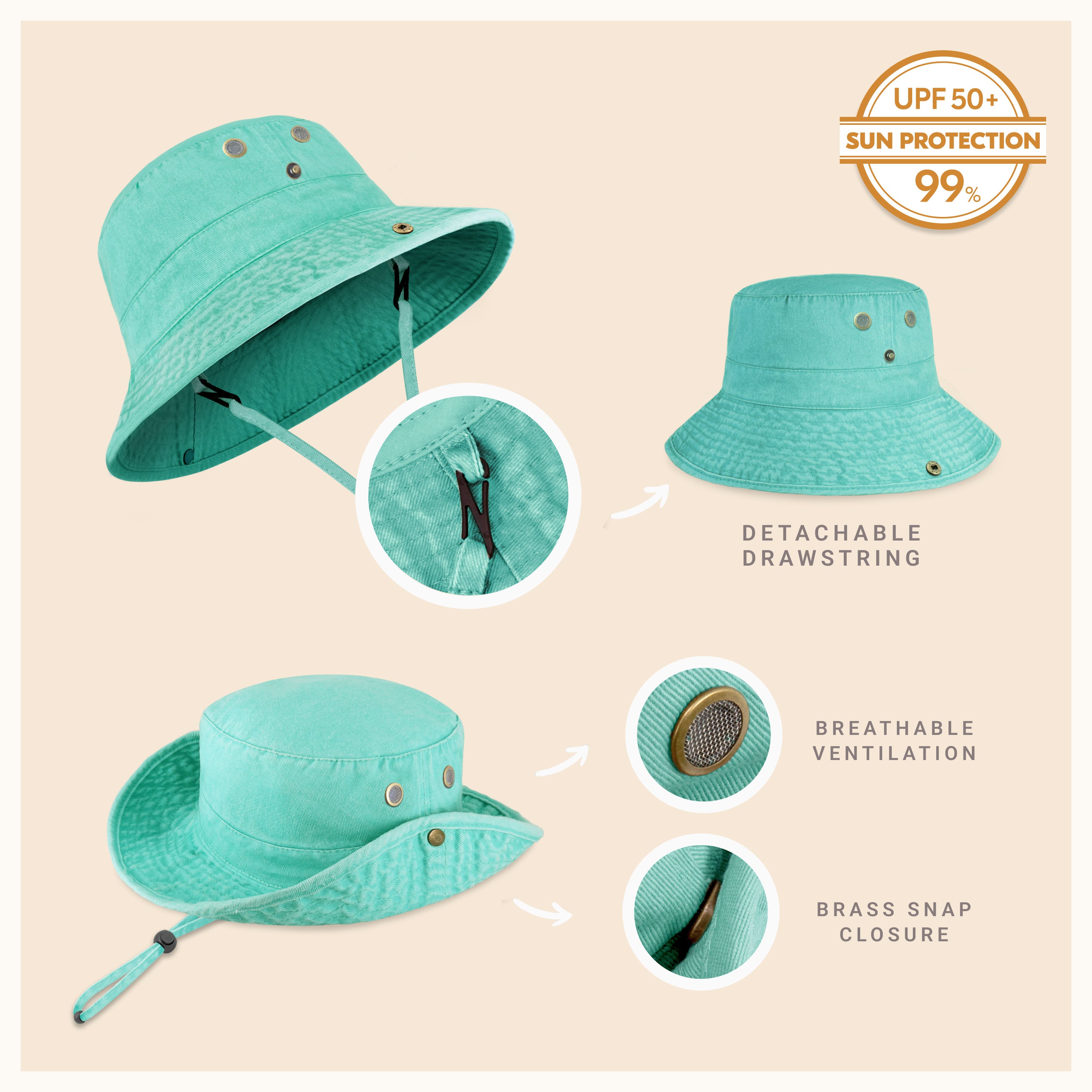 Wide Brim Bucket Hat made of soft cotton, featuring a flexible brim for comfort and UV protection, perfect for outdoor activities.