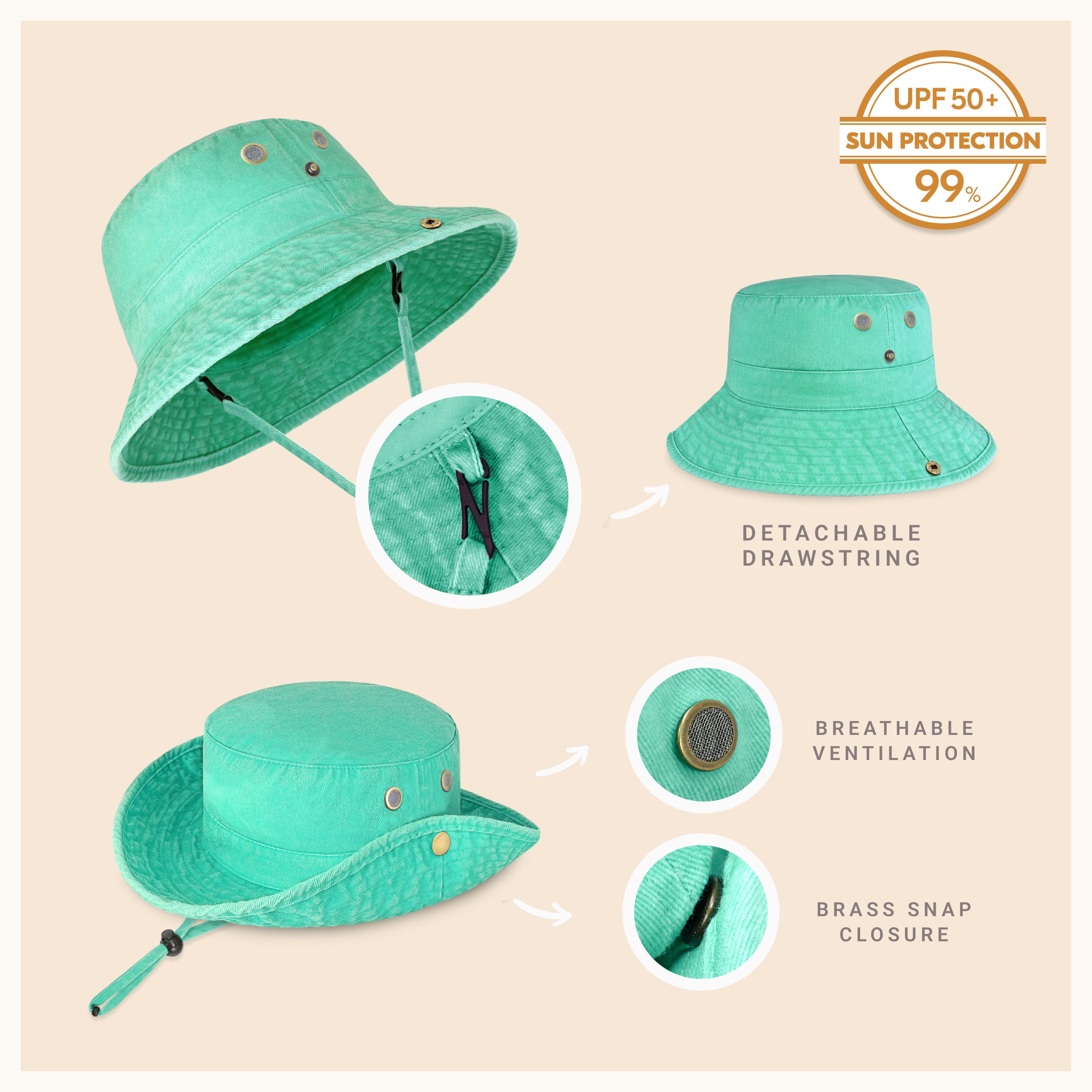 Wide Brim Bucket Hat made of soft cotton, featuring a flexible brim for comfort and UV protection, perfect for outdoor activities.