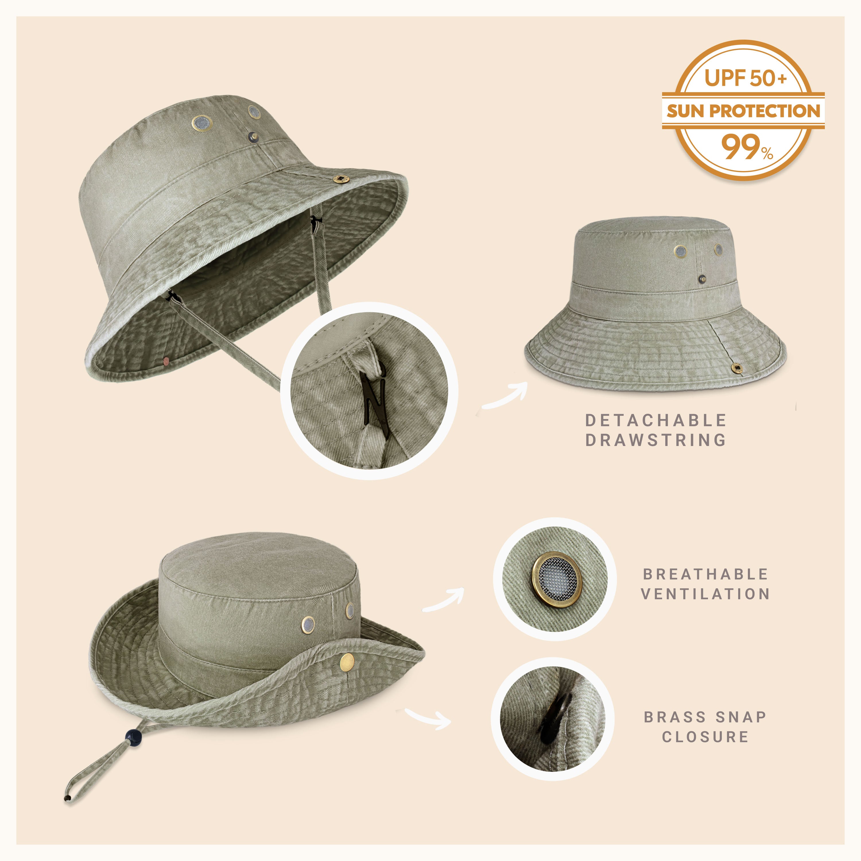 Wide Brim Bucket Hat made of soft cotton, featuring a flexible brim for comfort and UV protection, perfect for outdoor activities.