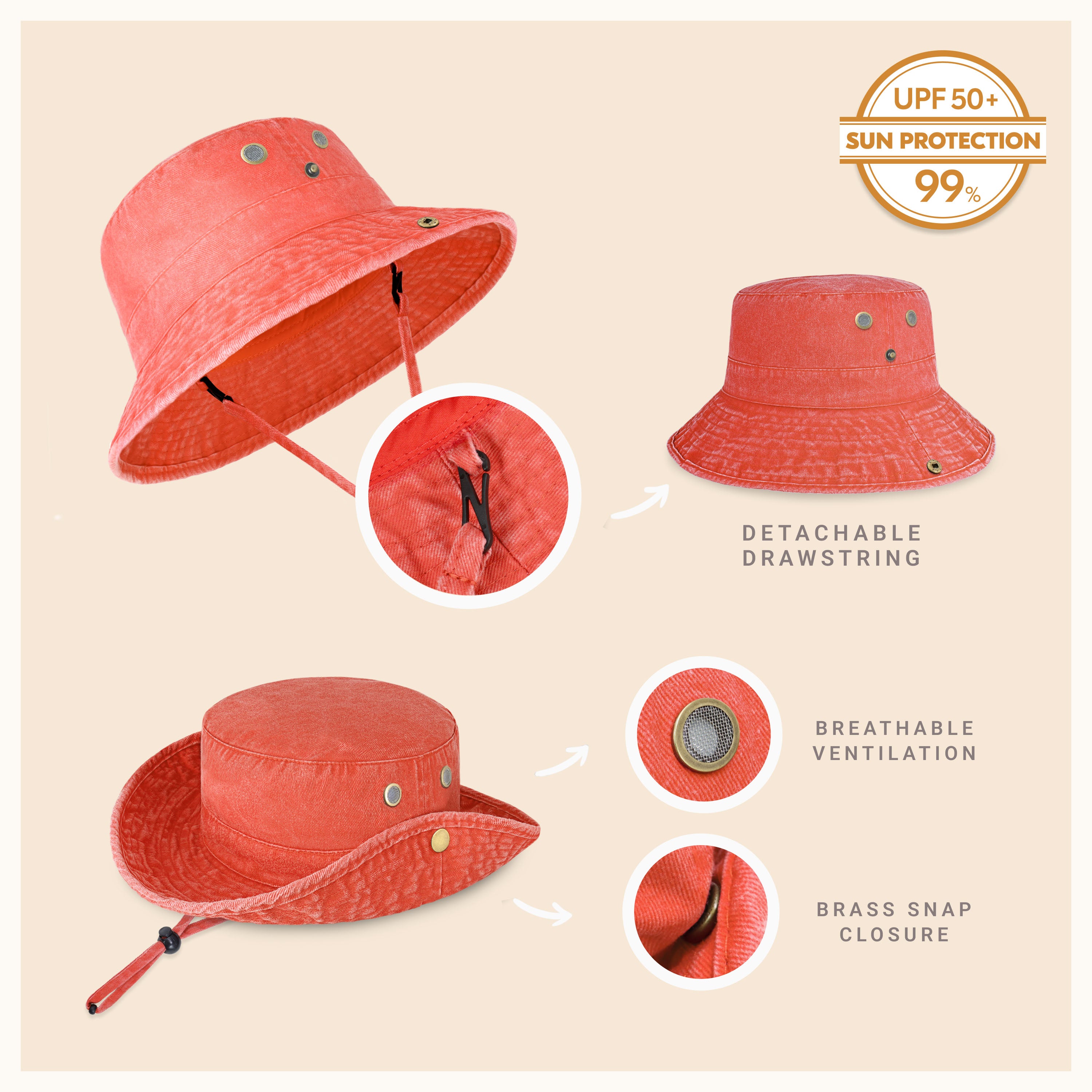 Wide Brim Bucket Hat made of soft cotton, featuring a flexible brim for comfort and UV protection, perfect for outdoor activities.