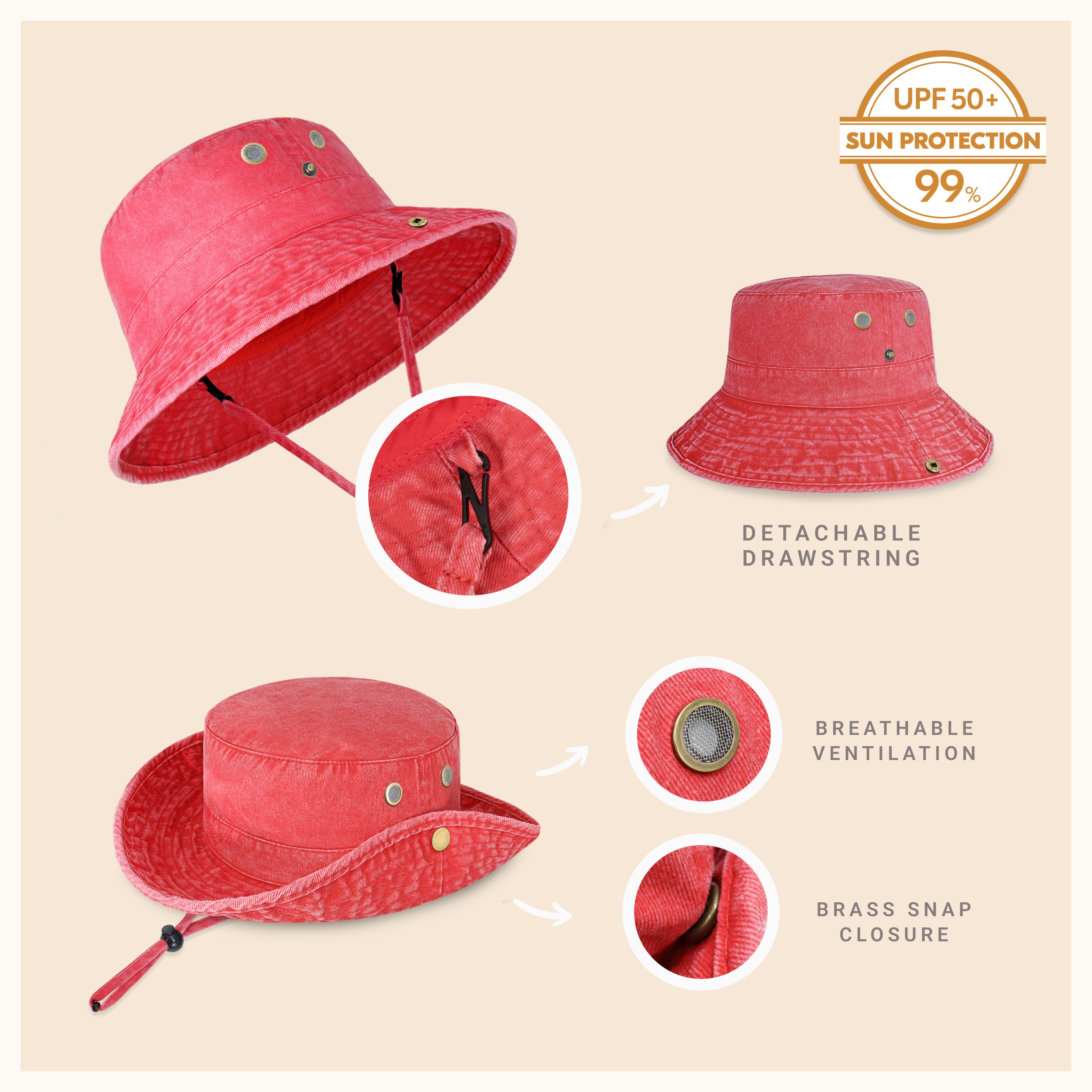 Wide Brim Bucket Hat made of soft cotton, featuring a flexible brim for comfort and UV protection, perfect for outdoor activities.