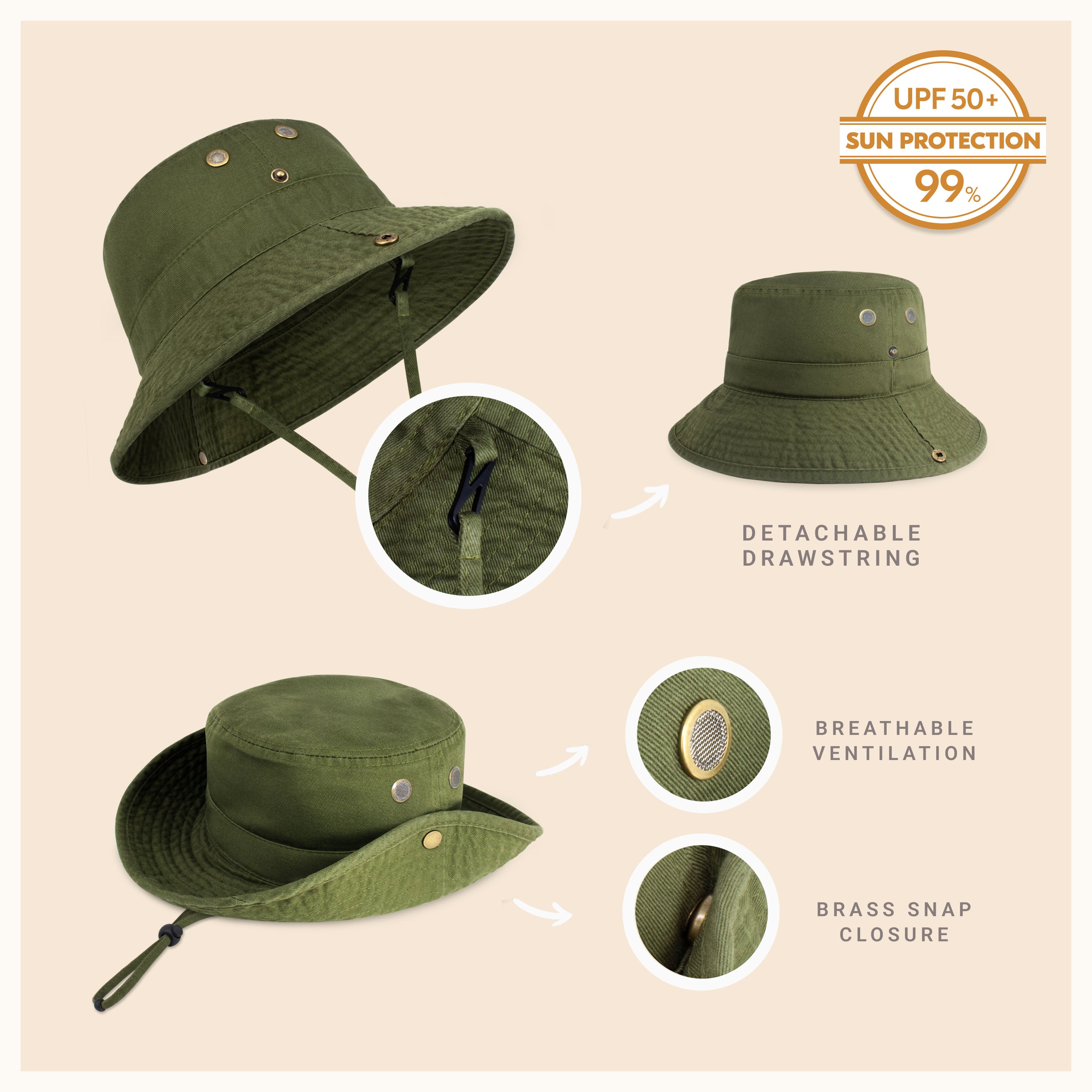 Wide Brim Bucket Hat made of soft cotton, featuring a flexible brim for comfort and UV protection, perfect for outdoor activities.