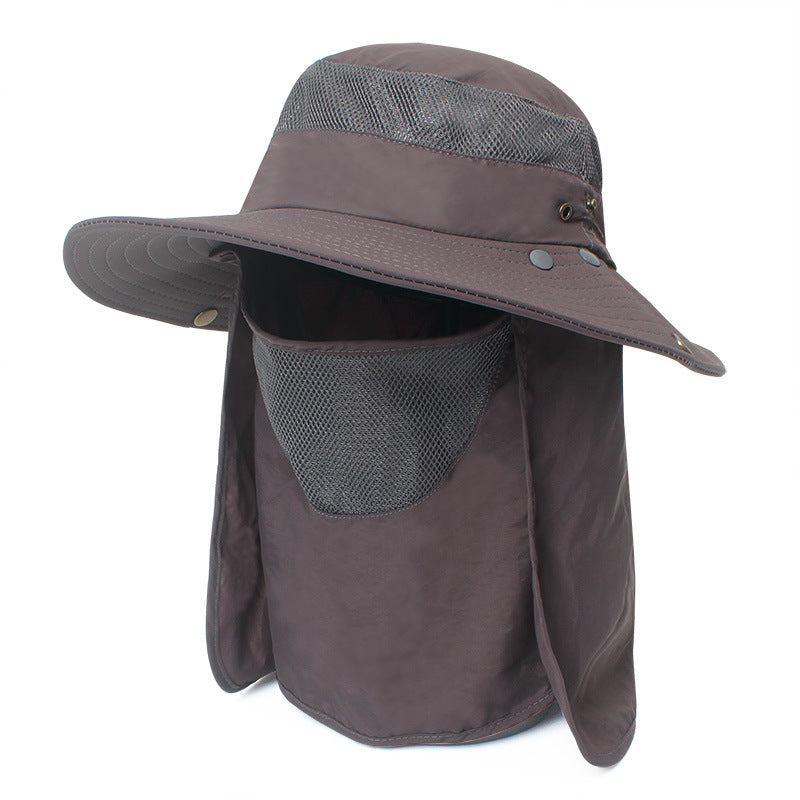 Windproof Sunscreen Summer Cycling Fishing Hat with wide brim and adjustable size, perfect for outdoor activities.