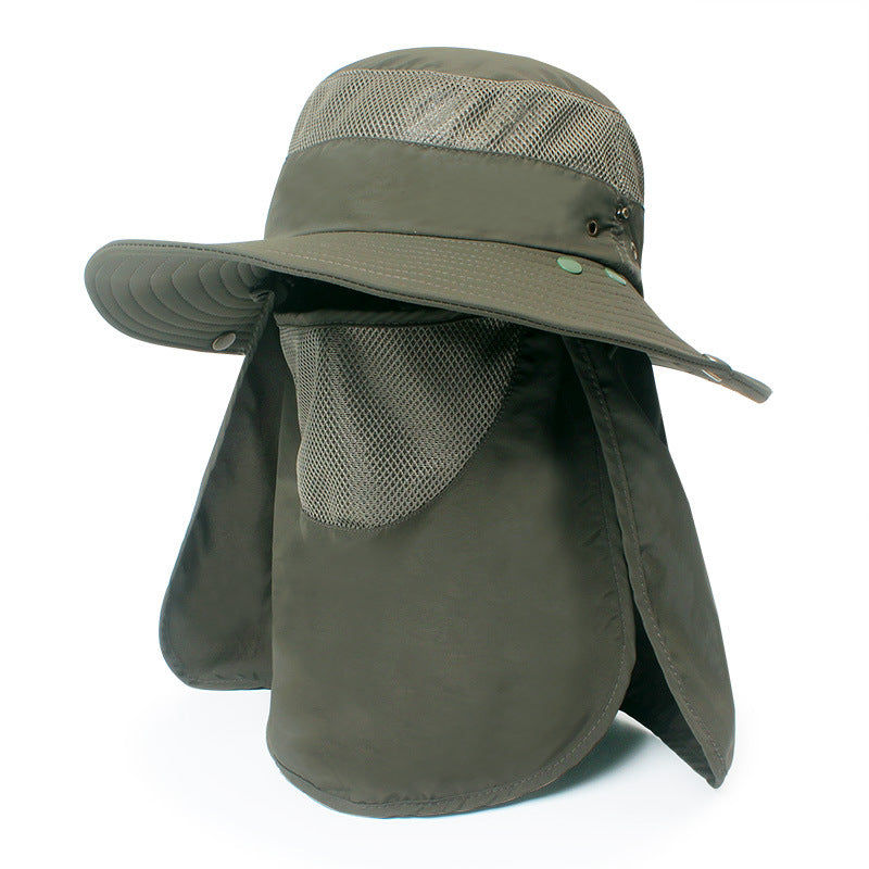 Windproof Sunscreen Summer Cycling Fishing Hat with wide brim and adjustable size, perfect for outdoor activities.