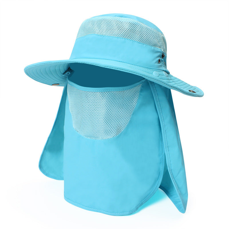 Windproof Sunscreen Summer Cycling Fishing Hat with wide brim and adjustable size, perfect for outdoor activities.