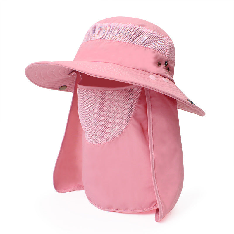 Windproof Sunscreen Summer Cycling Fishing Hat with wide brim and adjustable size, perfect for outdoor activities.